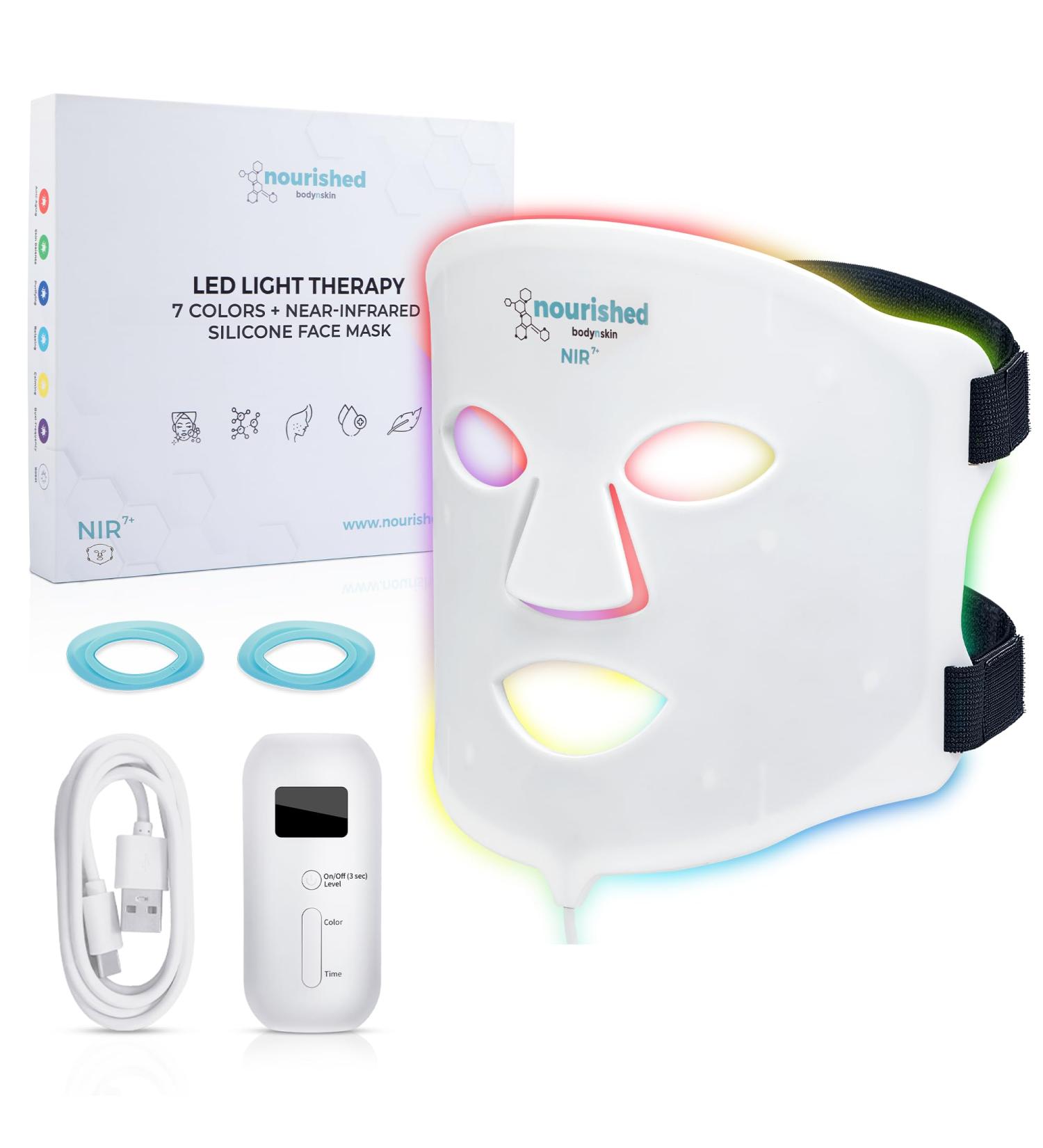 Masque facial LED 7 couleurs avec infrarouge proche - Luminoth rapie bleue rouge pour le visage - 456 LED - Outil de soin pour les rides anti- ge - Buy Online on GoSupps.com