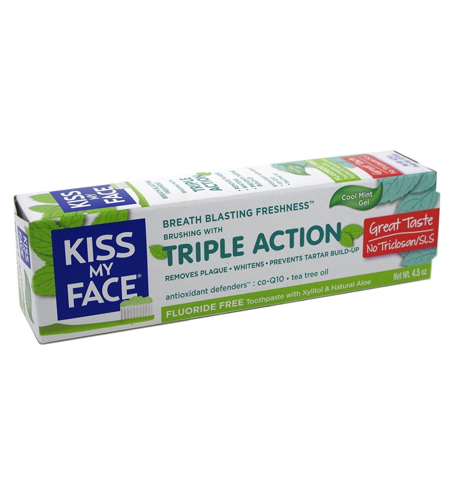 Kiss My Face Toothpaste Triple Action Cool Mint Gel 4.5 Ounce (133ml) (3 Pack)