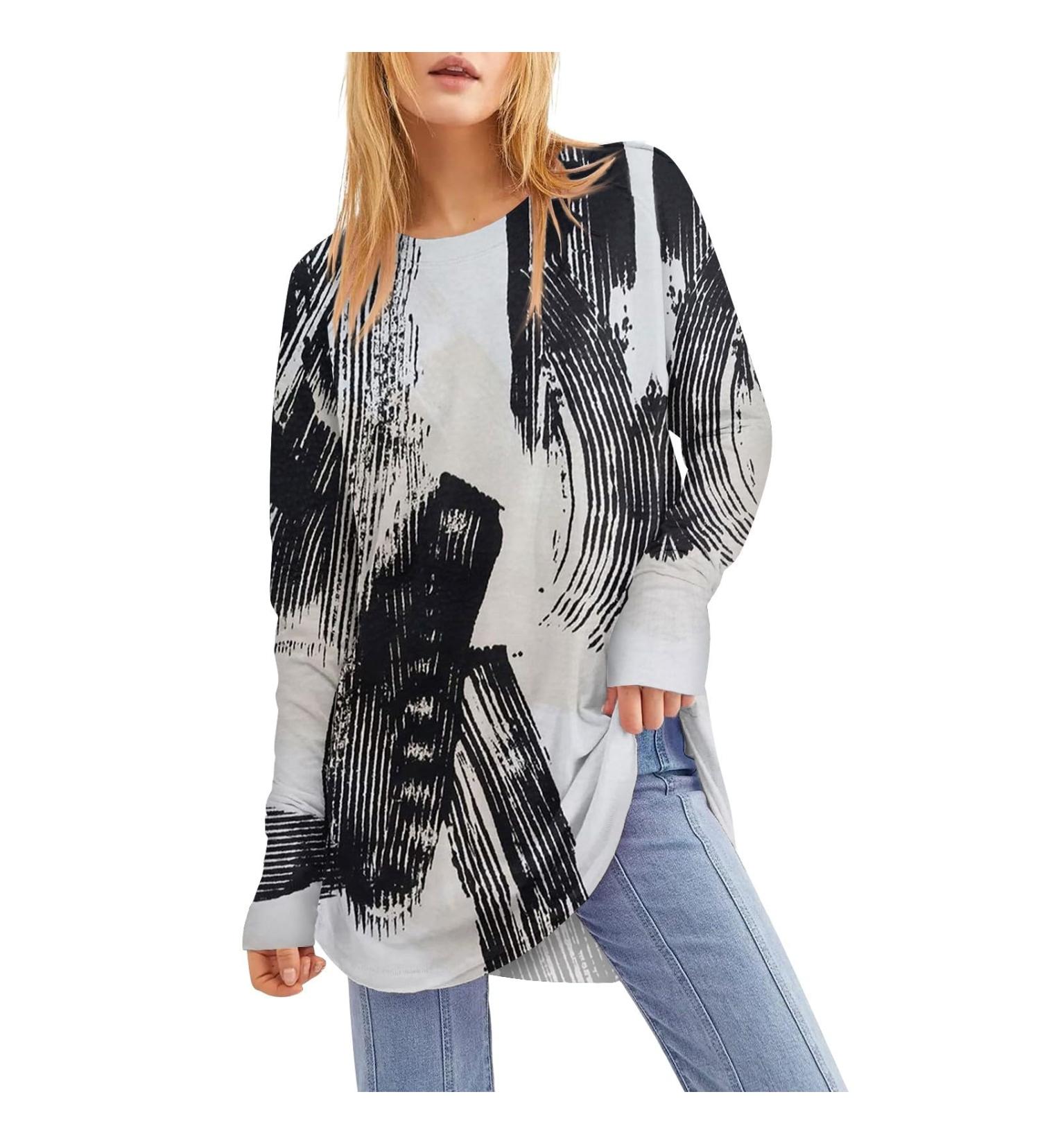 Odoy Women's Casual Button Strip Pullover - Summer Autumn Short-Sleeved Tunics & Blouses - Basic Streetwear Shirts - 2 Black L - Buy Online on GoSupps.com
