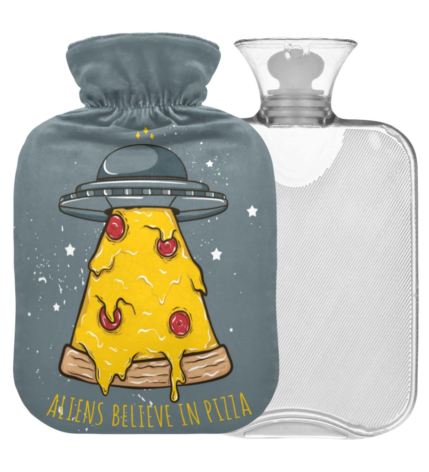 Naanle Pizza Aliens Hot Water Bottle | 2L Transparent Heat Therapy | Bed Hand & Feet Warmer for Pain Relief - Buy Online on GoSupps.com