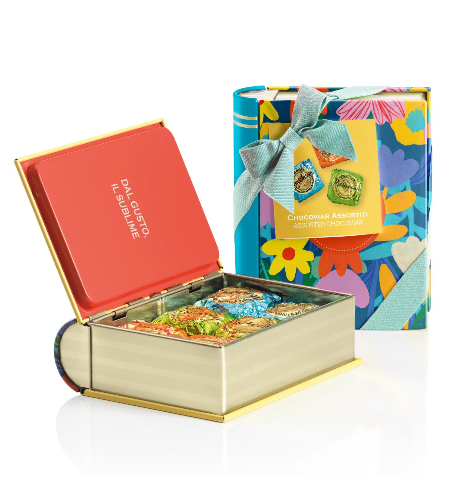 Venchi - Mini Livre en M tal 6 Chocolats Chocoviar Assortis 117 Gr Sans Gluten Collection Printemps Venchi Teresa Rego Id e Cadeau - Buy Online on GoSupps.com