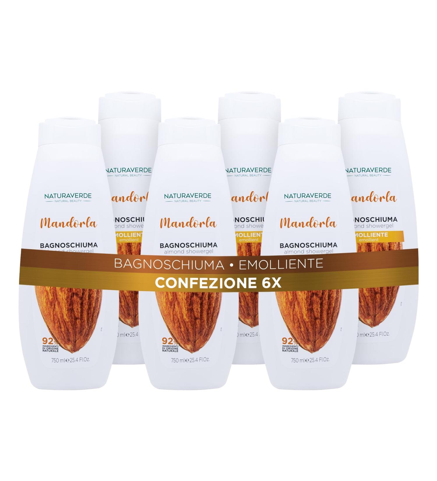 Naturaverde | Natural Beauty - Almond Bubble Bath Emollient Shower Natural Ingredients 6 x 750 ml - Buy Online on GoSupps.com