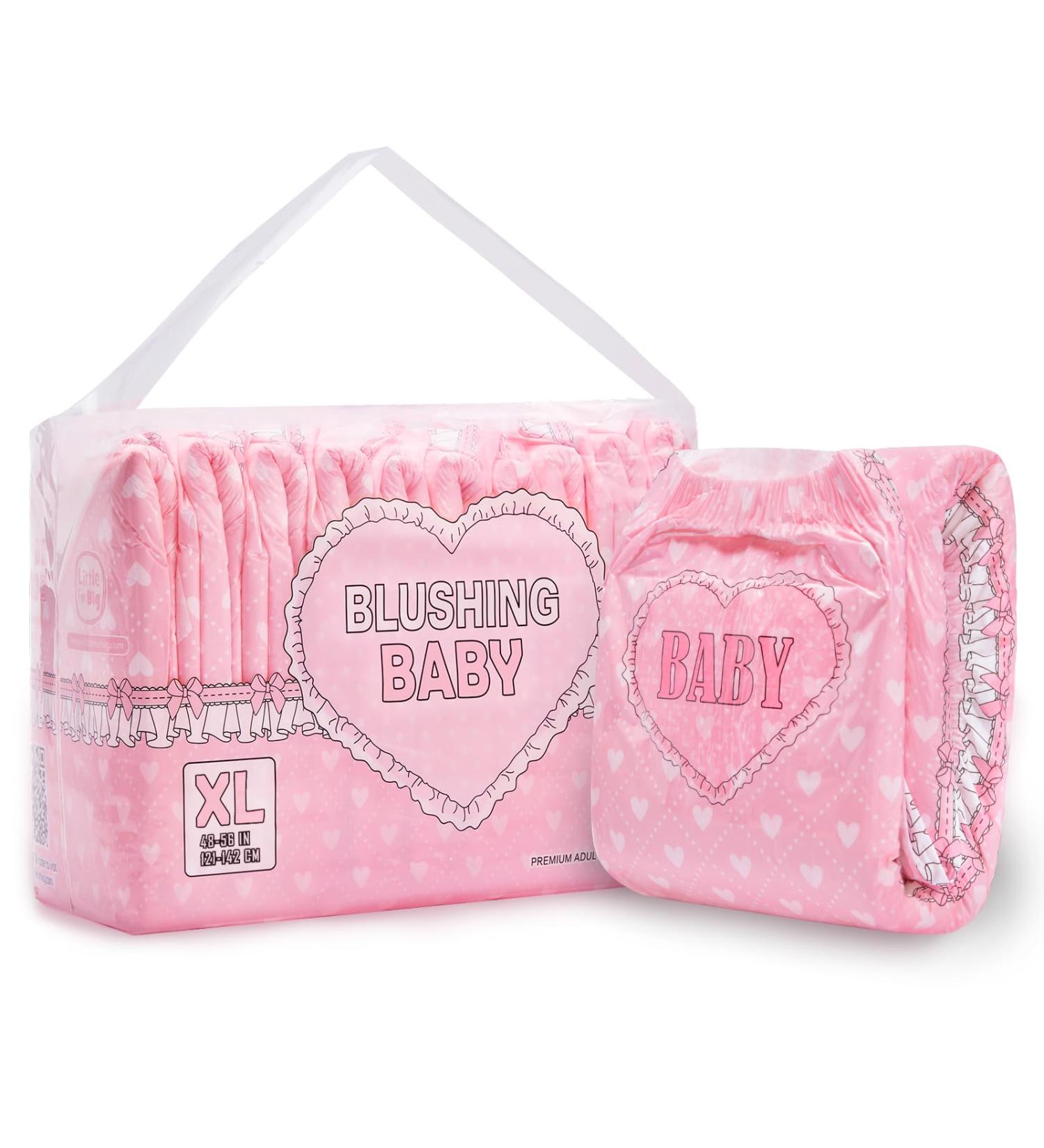 LittleForBig Adult Printed Diapers - Blushing Baby 10 Pack (X-Large 121-142 CM) - Comfortable & Stylish Pink XL for International Shipping - Buy Online on GoSupps.com