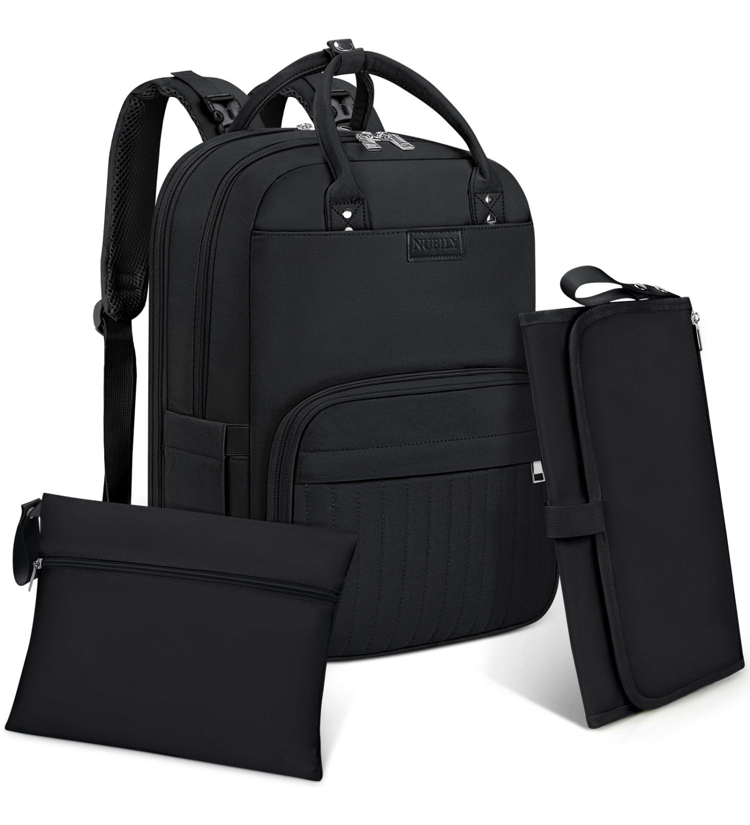 Rainsmore Large Baby Wrap Backpack Diaper Bag with Stroller Belts & Wrap Pad - Black | Trendy & Functional Baby Bags for Parents - Buy Online on GoSupps.com