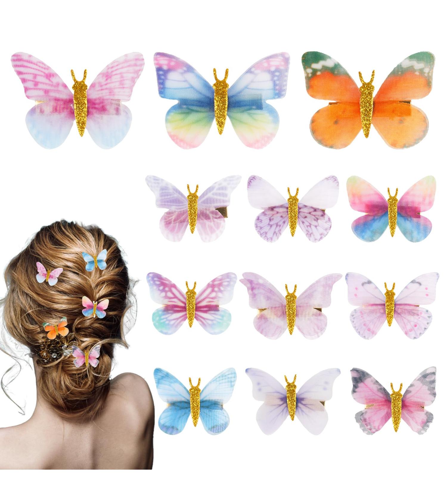 12 Pieces Butterfly Hair Clips Cute Simulation Butterfly Clips Girls Women Hair Accessories for Parties Weddings Photo Shoots or Gifts - Buy Online on GoSupps.com