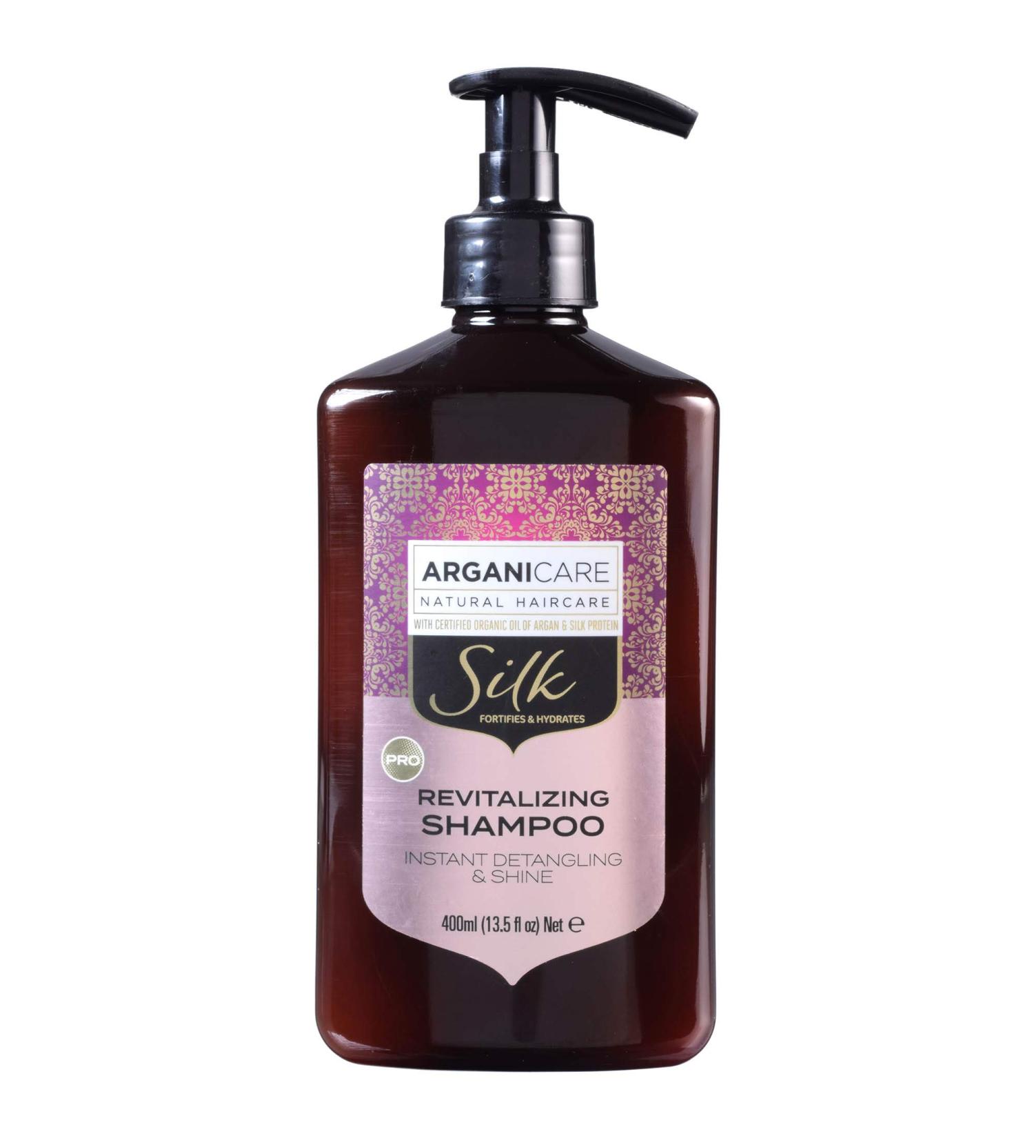Arganicare Organic Silk Hydrating Shampoo for Curly Wavy & Frizzy Hair - Silk Therapy for Hair Enriched with Argan Oil Witch Hazel and Chamomile - Hair Detangler and Moisturizing Shampoo | 13.5