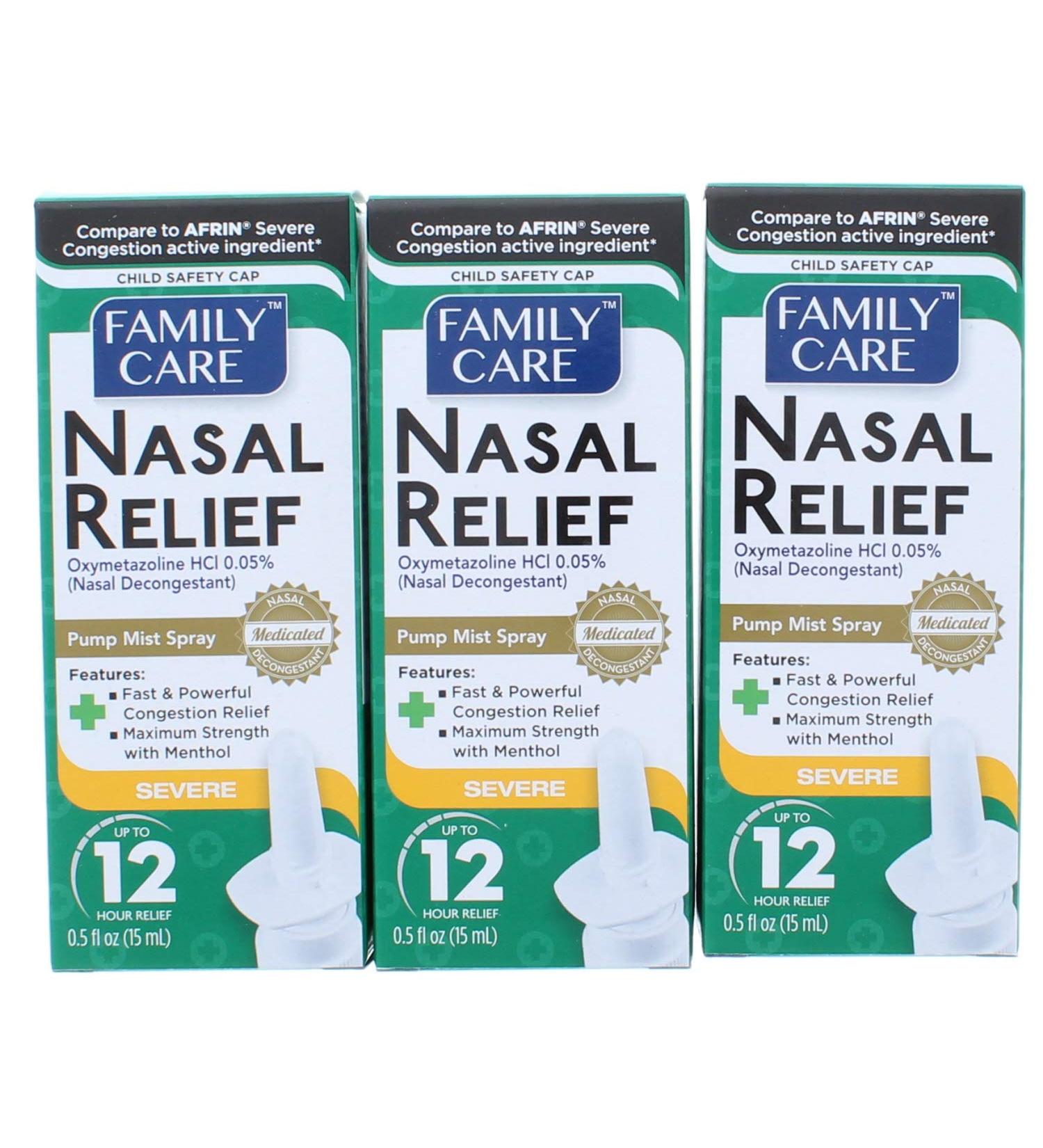 FamilyCare Nasal Relief Spray 3 Pack - Severe Congestion Relief | Anti-drip Pump Mist with Oxymetazoline HCI for 12 Hours - Buy Online on GoSupps.com