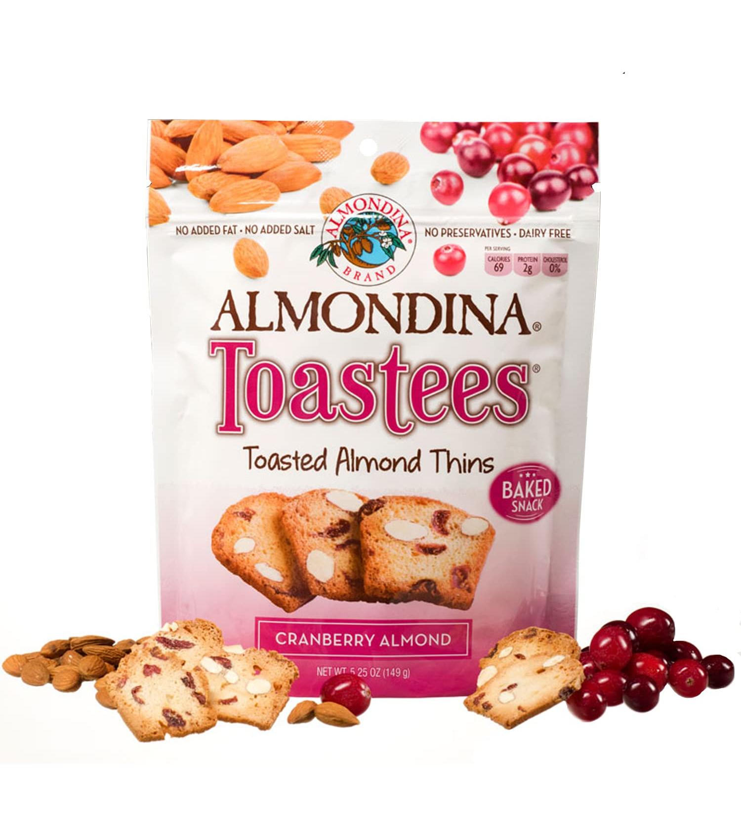 Almondina Toastees - Cranberry Almond Toasted Thins 5.25 oz | Healthy Snack - Buy Online on GoSupps.com