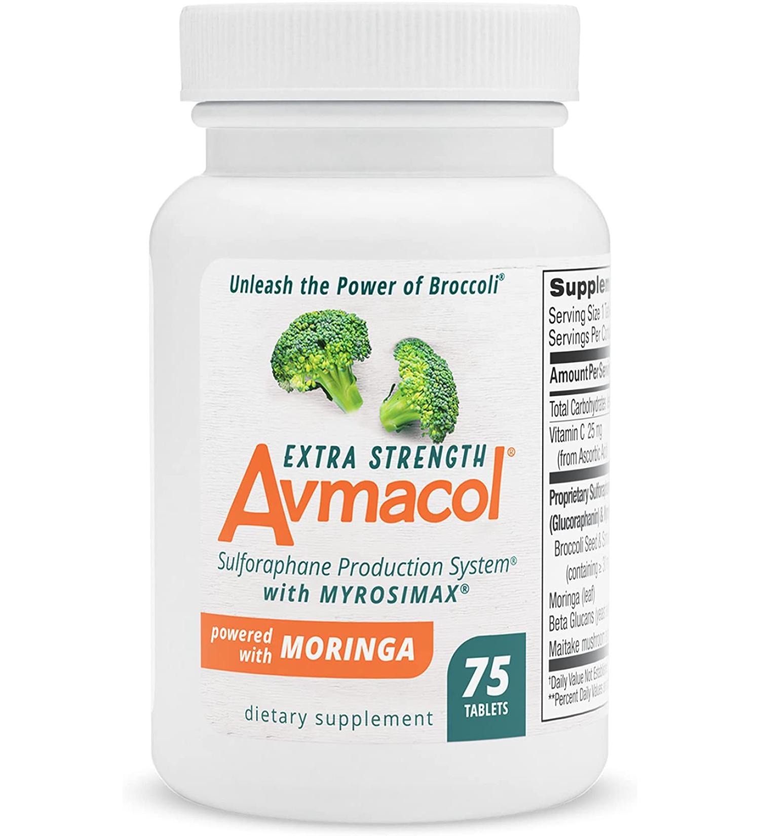 AVMACOL Extra Strength Tablets - Sulforaphane Detox & Antioxidant Support for Immune Health - Nutramax Labs - Moringa - 75 Tablets - Buy Online on GoSupps.com