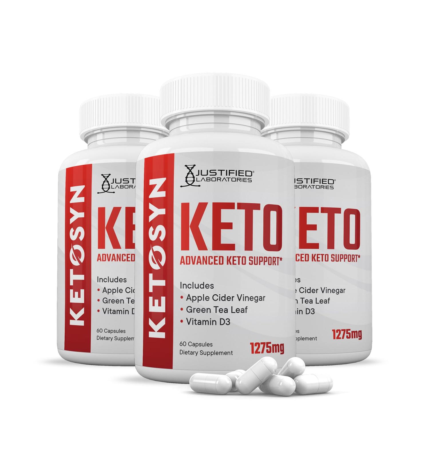 (3 Pack) Ketosyn Keto ACV Pills 1275MG Keto Support Blend Capsule Alternative to Keto ACV Gummies Formulated with Apple Cider Vinegar Extra Virgin Olive Oil Powder Green Tea Leaf 180 Capsules - Buy Online on GoSupps.com