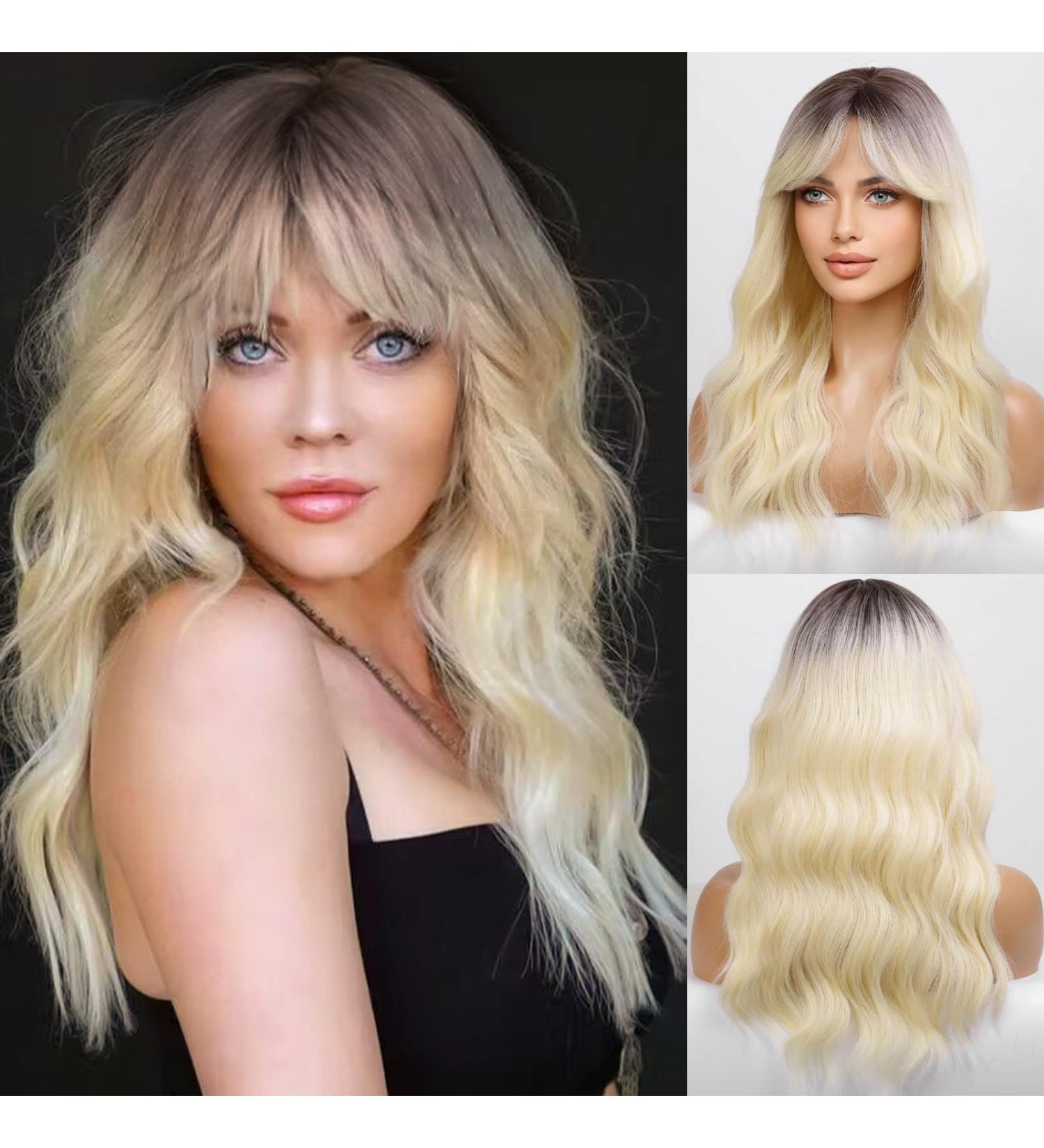 HAIRCUBE Blonde Curly Wig with Fringe for Daily Use or Cosplay - Synthetic Hair (M) - Buy Online on GoSupps.com