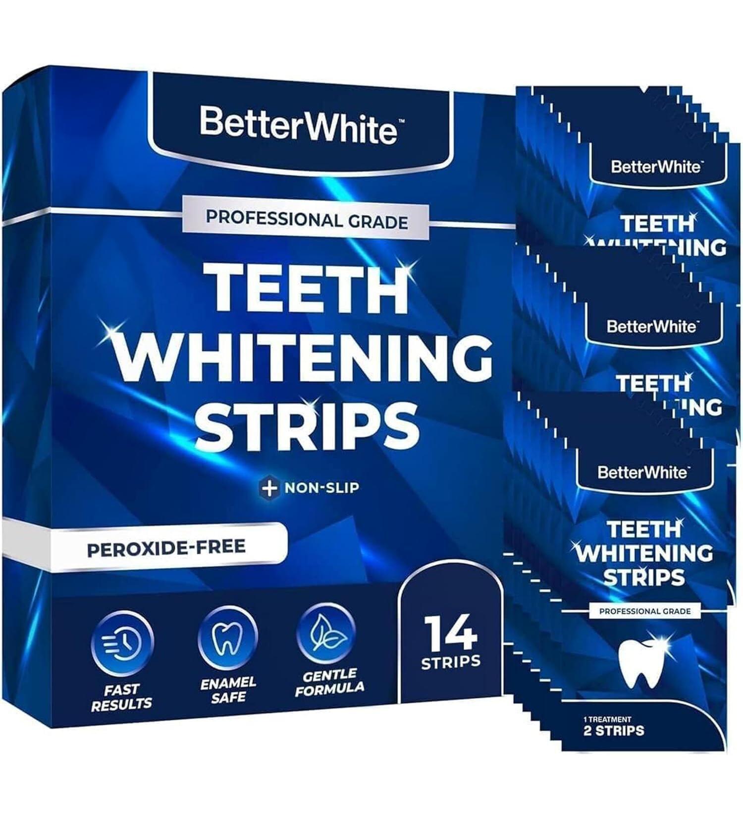 Professional Teeth Strips 7 Treatments - Enamel Safe - Non-Sensitive Formula - 14 Peroxide-Free Whitening Strips - Dentist Formulated Teeth Whitening Kit - Buy Online on GoSupps.com