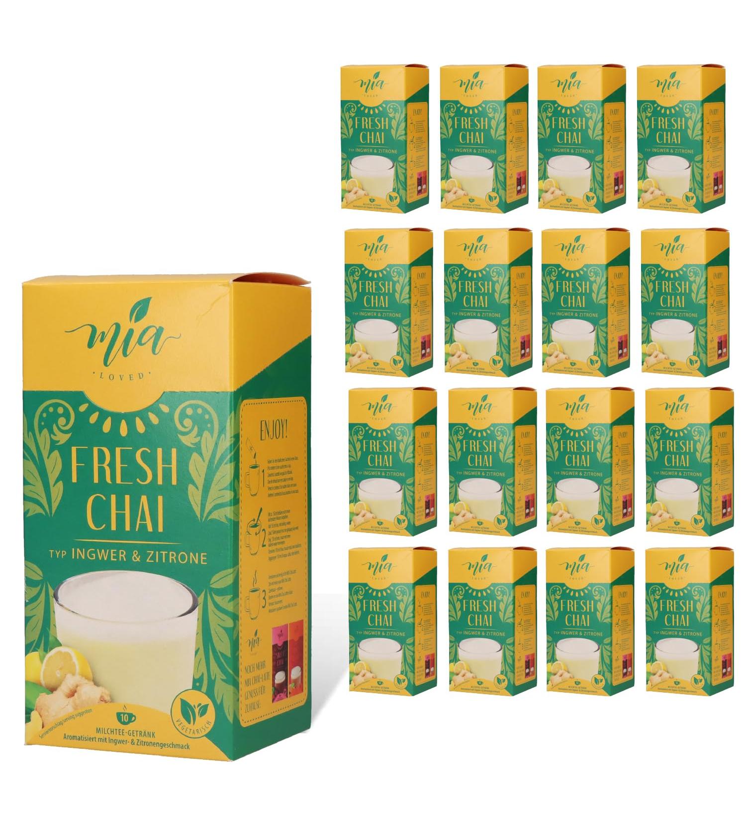 Mia Fresh Chai Ingwer & Lemon Milk Tea Powder - 16 Pack (10 Sticks x 25g) | Easy Preparation Soluble Drink | Enjoy 160 Cups of Flavorful Chai! - Buy Online on GoSupps.com