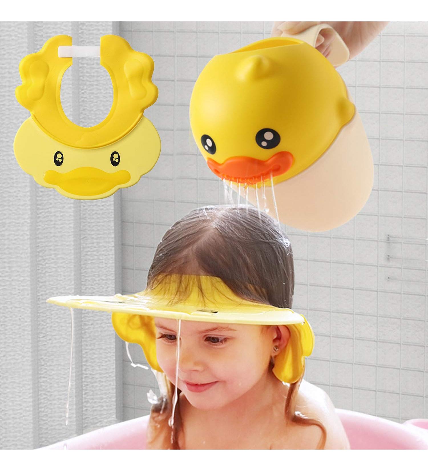 Silicone Hair Washing Hat for Toddlers | Adjustable Shampoo Cap for Kids - Yellow - Buy Online on GoSupps.com