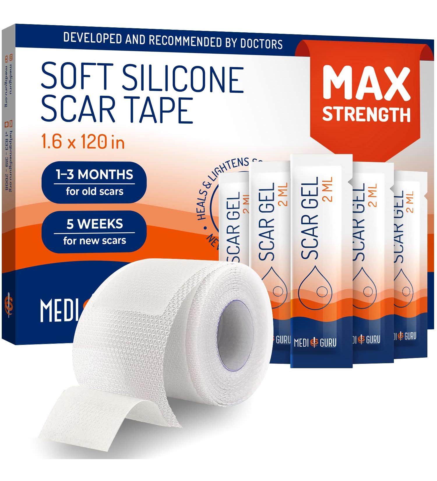 1.6 x 120 Silicone Strips for Scar Healing: Silicone Sheets for Scars Advanced Silicone Scar Strips & Silicone Scar Tape for Surgical Scars - Scar Care Solution