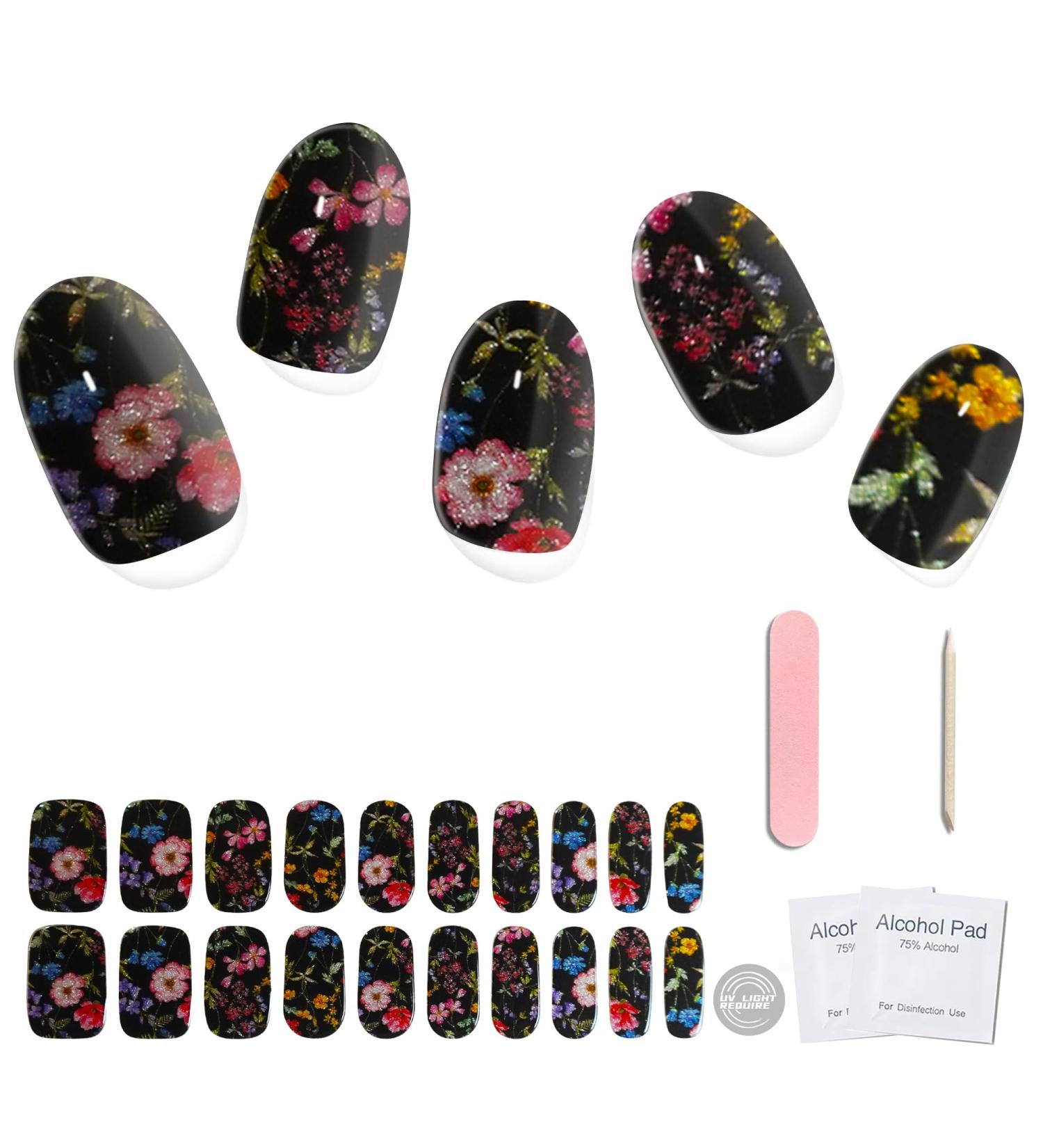 Semi Cured Gel Nail Strips - 20pcs Salon Quality DIY Nail Stickers | Easy Application | UV Light Required | Nightfall Fragrance - Buy Online on GoSupps.com