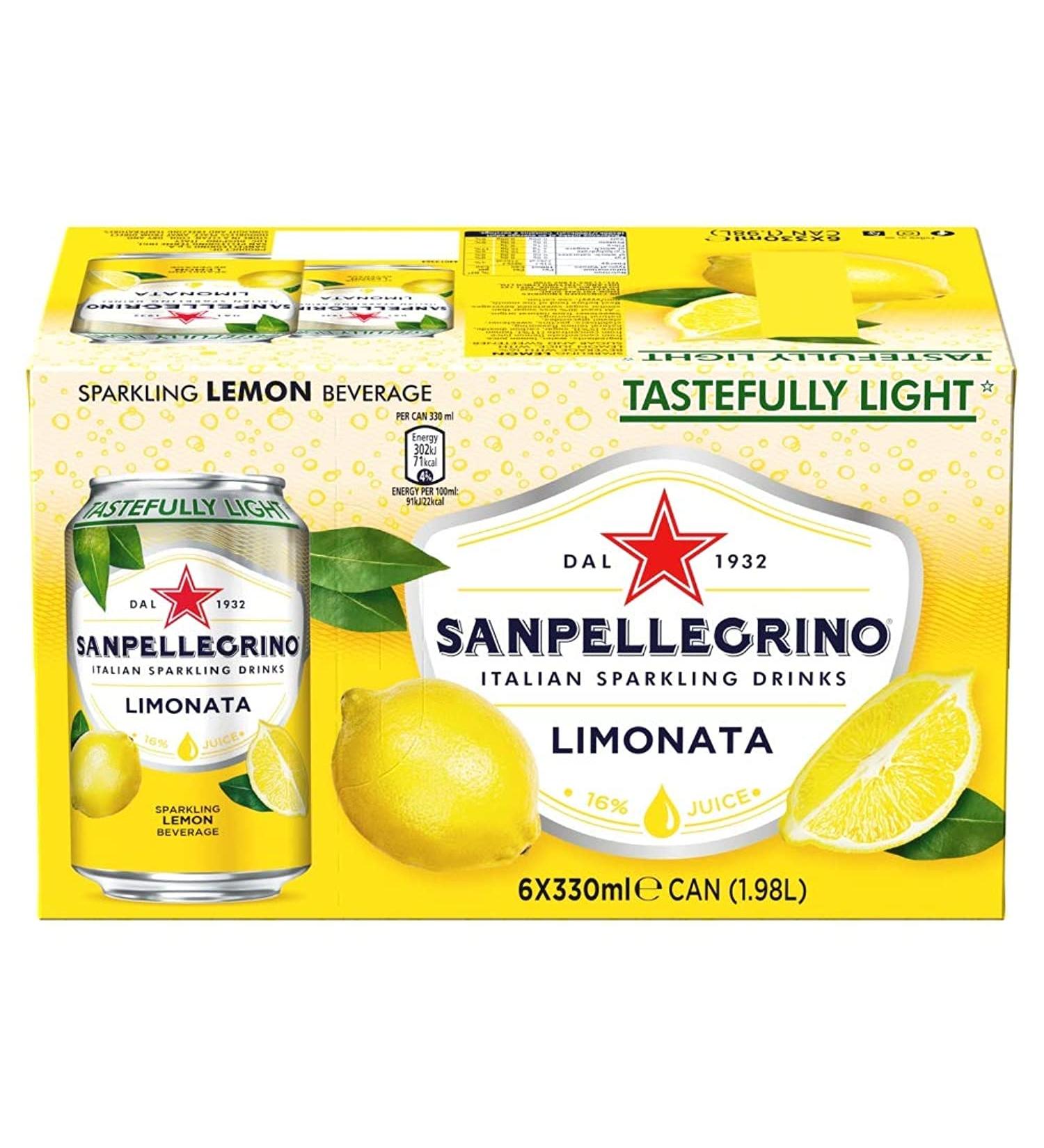 Sanpellegrino Limonata 6 x 330ml - Refreshing Italian Sparkling Lemon Beverage - Buy Online on GoSupps.com