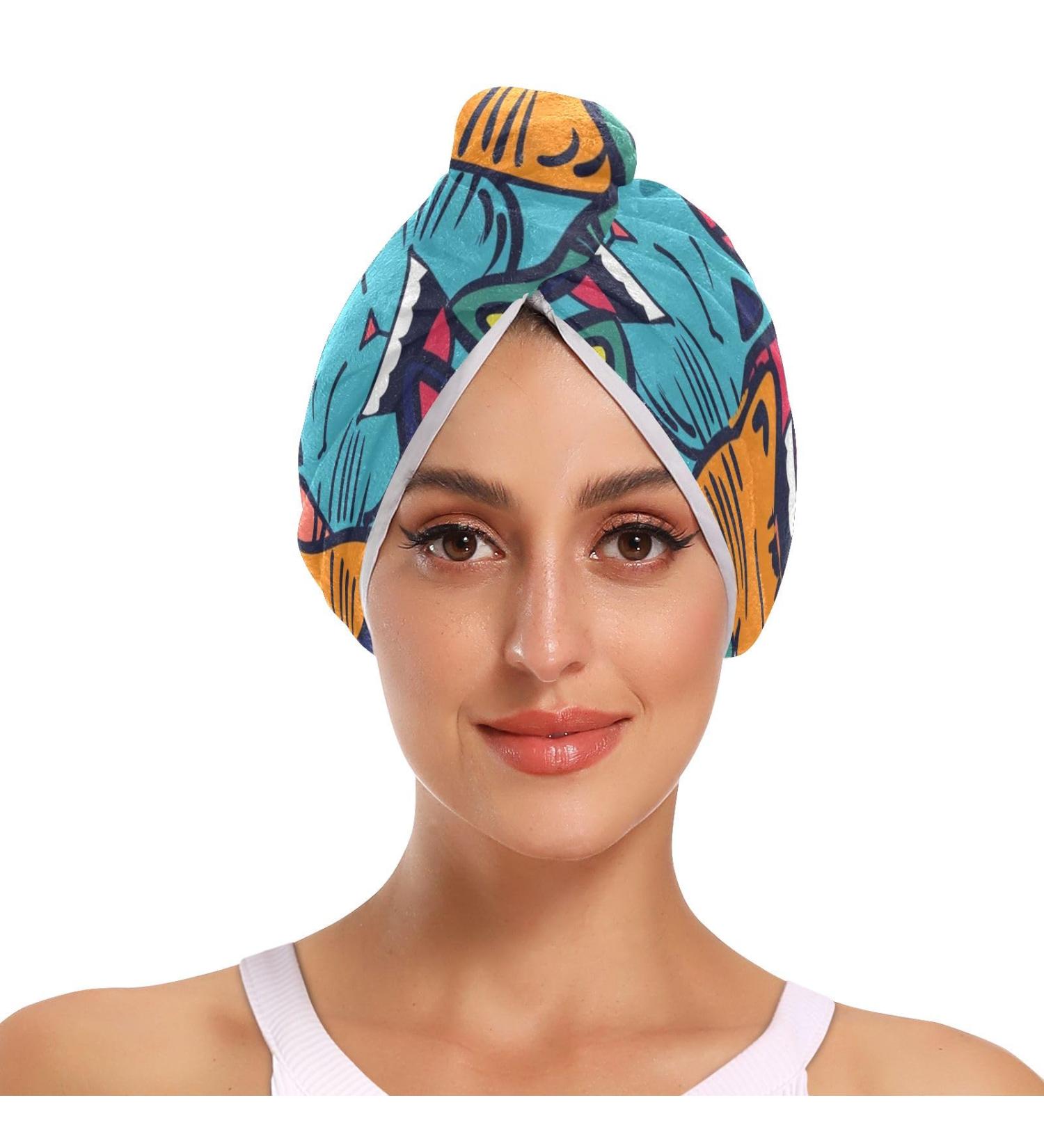Super Absorbent Cat Hair Towels 2 Pack | Crazy Colors Quick Dry Hair Drying Turbans for Women & Girls - Buy Online on GoSupps.com