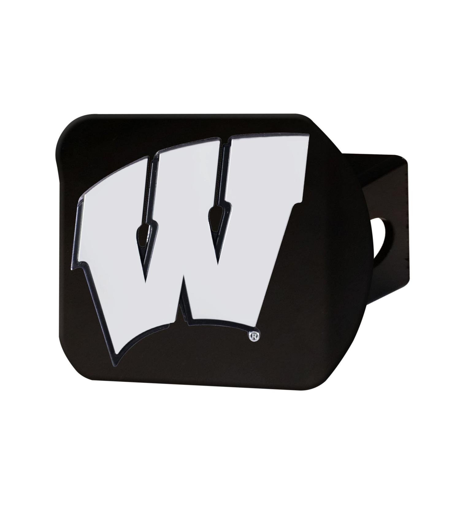 FANMATS 21055 Wisconsin Badgers Black Metal Hitch Cover with Metal Chrome 3D Emblem