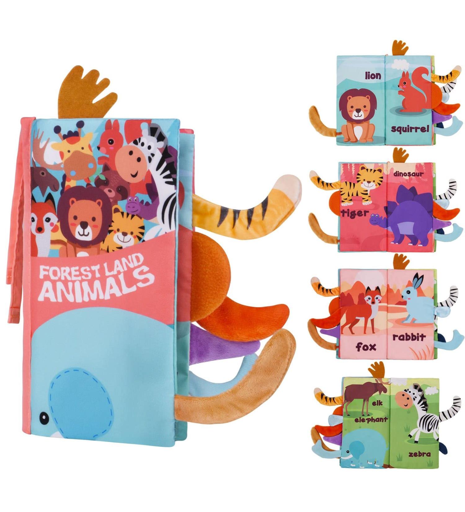 Vicloon Baby Soft Book for 0-3 Year Old | Crinkle Sensory Touch & Feel | 3D Animals Tails | Forest Land Theme - Buy Online on GoSupps.com