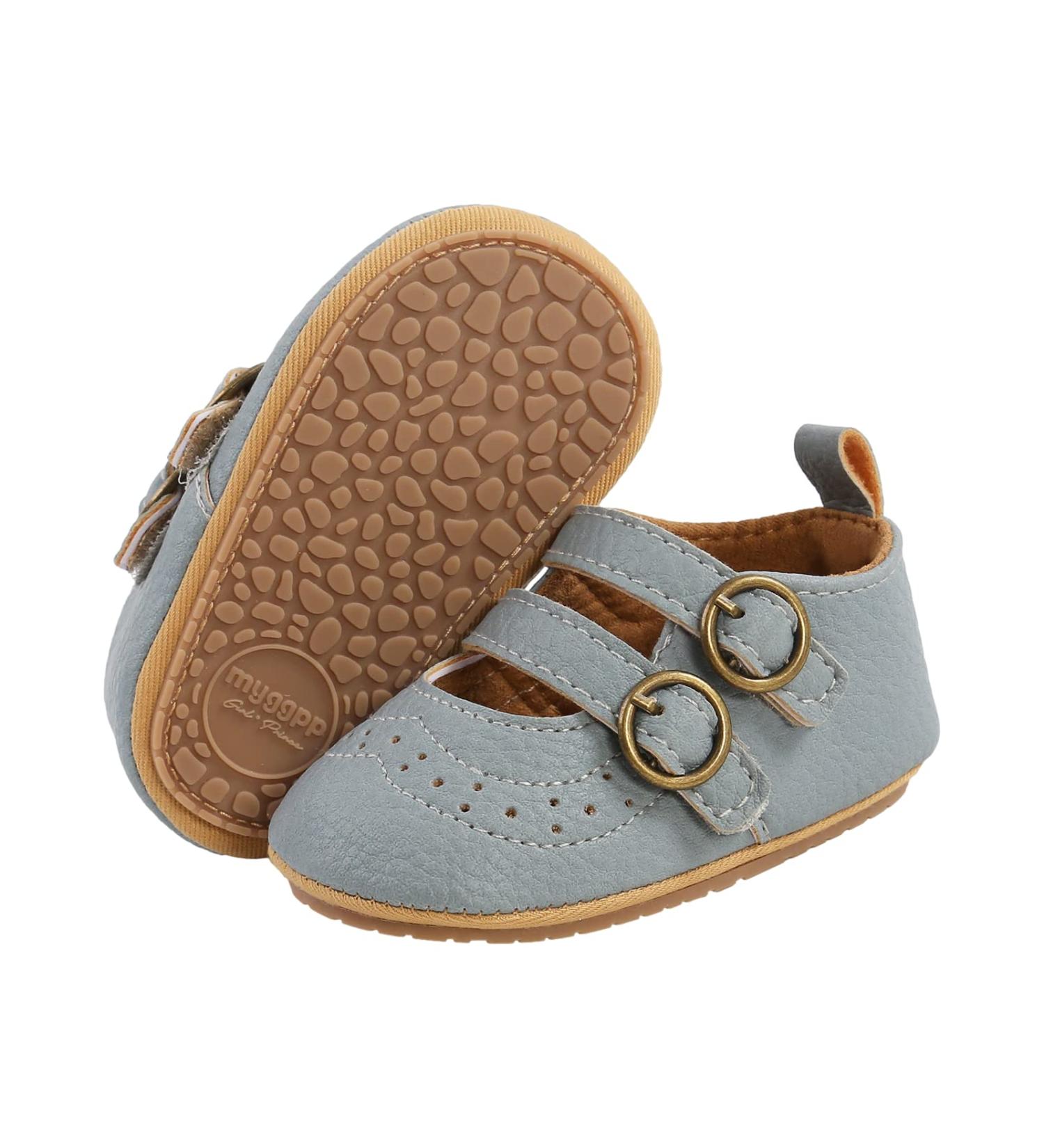 Baby Girls First Walking Shoes Mary Jane PU Leather Anti-Slip Princess Shoes - F Blue (0-6 Months) - Buy Online on GoSupps.com
