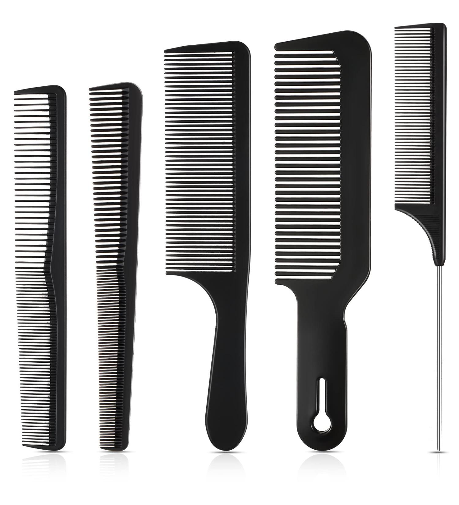 5 Piece Hair Cutting Comb Set - Fine Teeth Carbon Combs for Men and Women - Buy Online on GoSupps.com