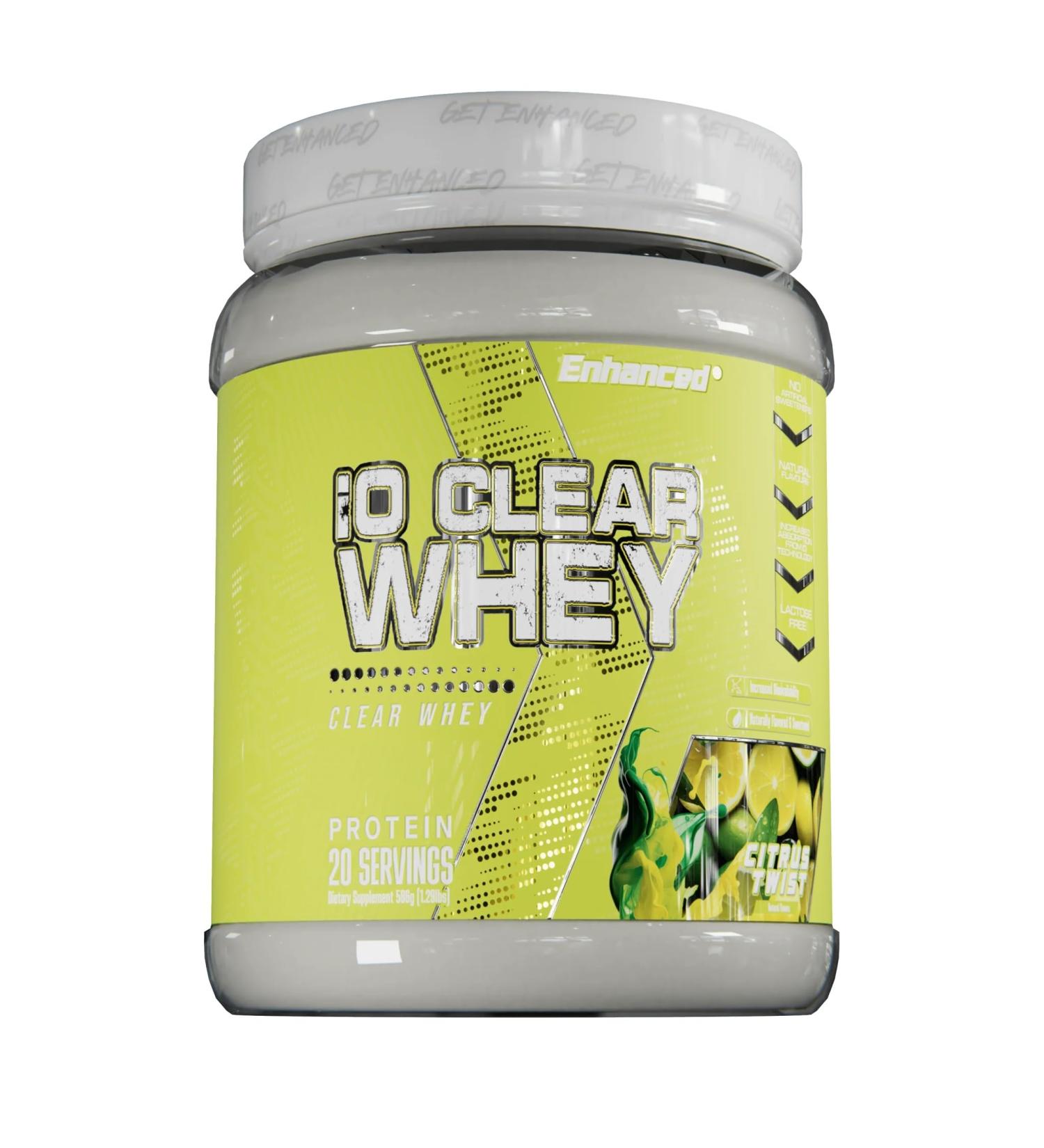Enhanced Labs iO Clear Whey Protein Available in 3 Flavors 20 Servings 24g Protein per Serving (1 Tub Citrus Twist) Citrus Twist 1.29 Pound (Pack of 1) - Buy Online on GoSupps.com