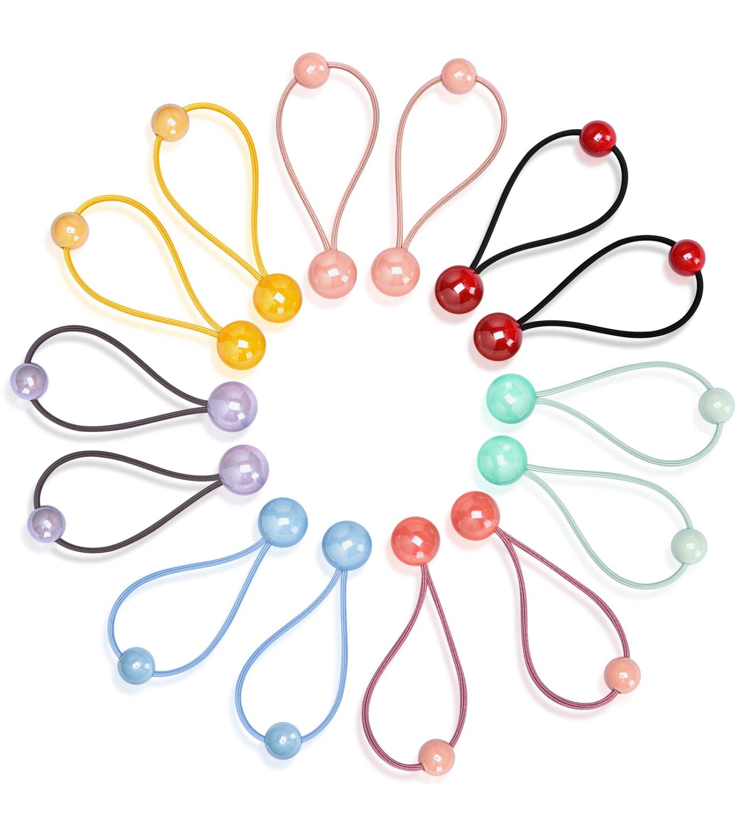 14 Pcs Colorful Double Ball Ponytail Holders for Kids & Women - Cute Circle Bubble Hair Bands for Baby Girls - Elastic Rubber Hair Ties (Classic Style) - Buy Online on GoSupps.com