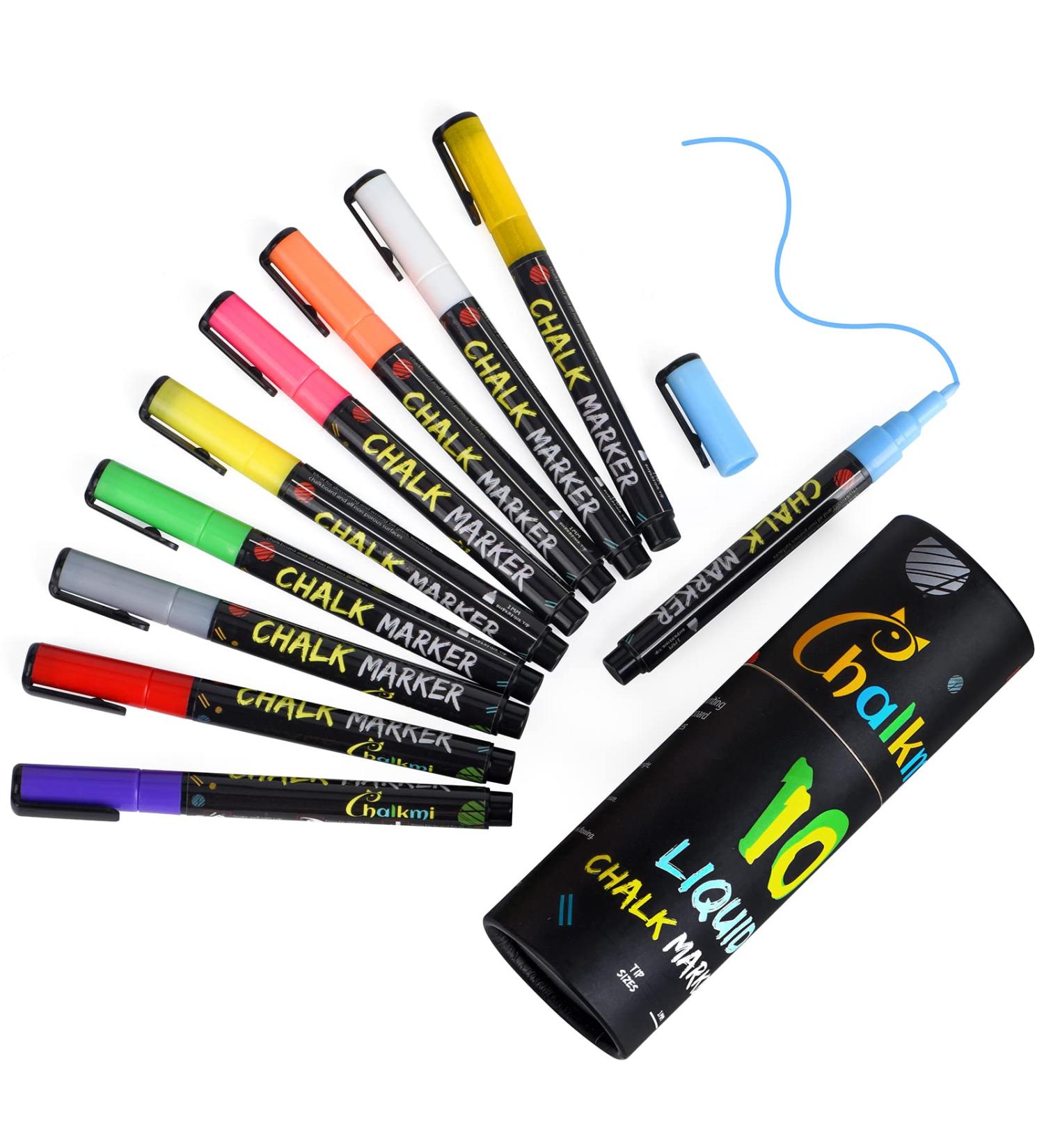 ZODDLE Liquid Chalk Markers - 1mm Extra Fine Tip, 10 Vibrant Colors - Erasable Marker Pen for Blackboards, Chalkboard, Glass, Window, Label - Liquid Chalk-10 - Buy Online on GoSupps.com