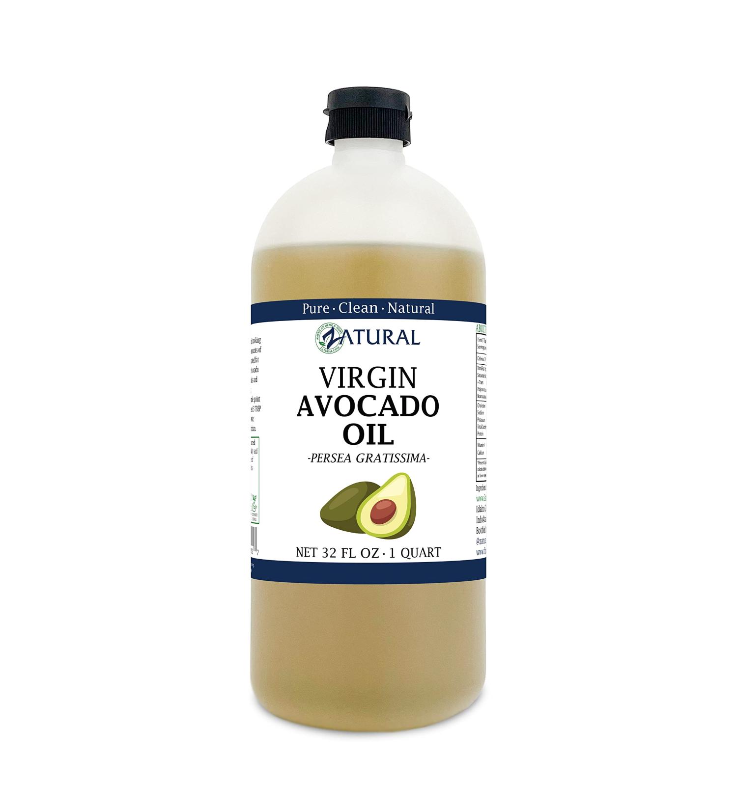 Zatural 100% Pure Virgin Avocado Oil - Cold Pressed, Non-GMO, Vegan - 32oz for Cooking, Frying, Baking, Sauces, Dressings - 1 Pack - Buy Online on GoSupps.com