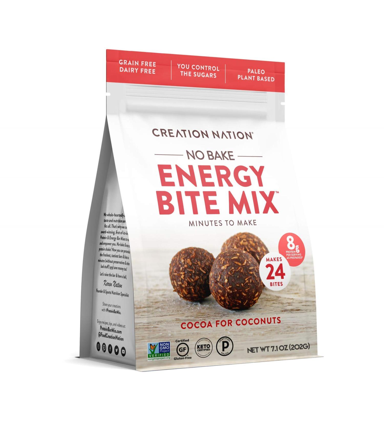 Cocoa For Coconuts No-Bake Protein & Energy Bite Mix - Makes 24 Protein Balls & Bites, 7-9g Protein per Serving, Keto, Paleo, Vegan, Gluten-Free, No Sugar Added - Buy Online on GoSupps.com