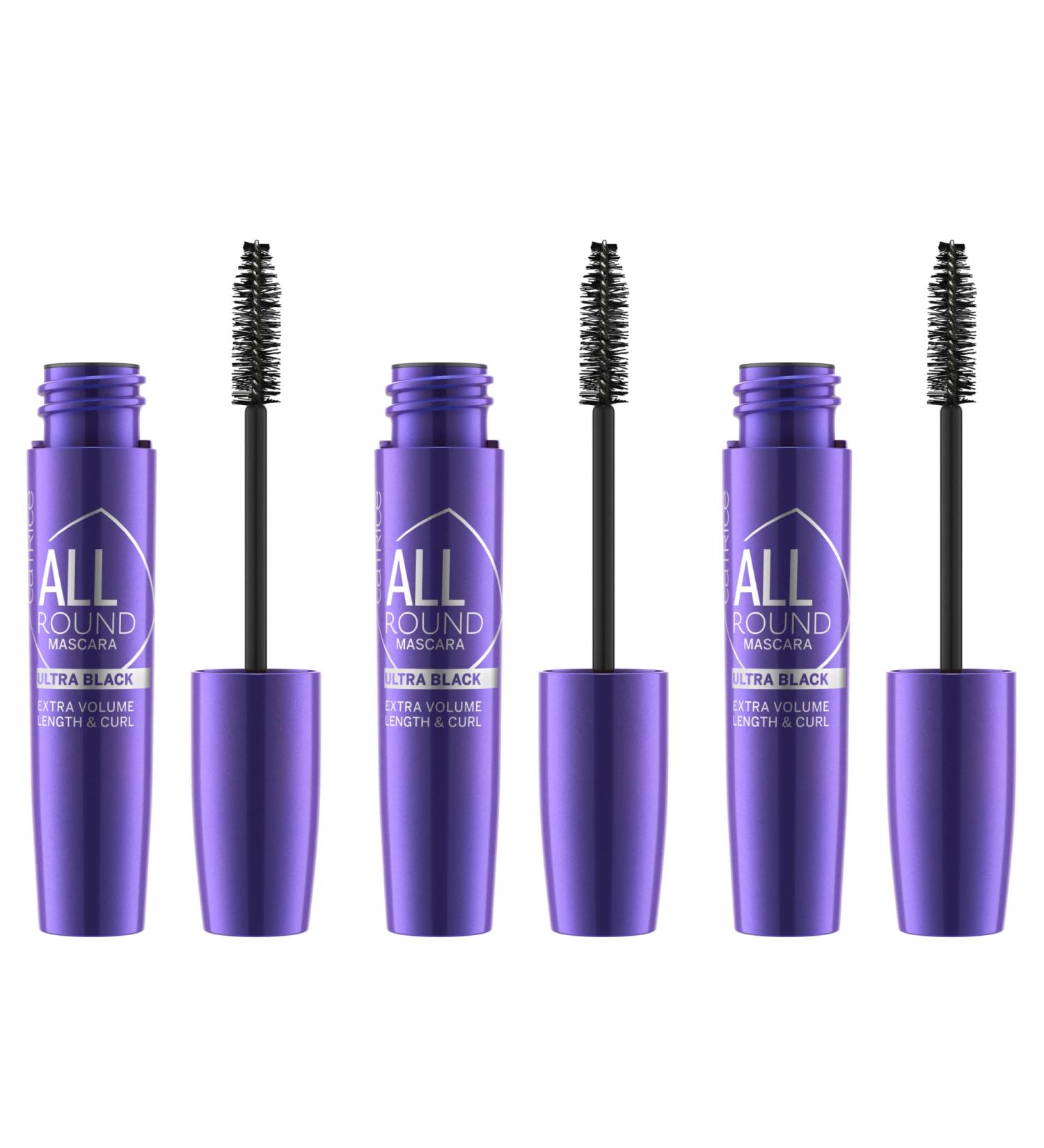  Catrice Catrice Allround - Pack of 3 Ultra Black Mascaras - For Volume and Length - No. 010 Blackest Carbon Black Ever - Extendable Matte Vegan Fragrance-Free Alcohol-Free - 3 x 11 ml - Buy Online on GoSupps.com
