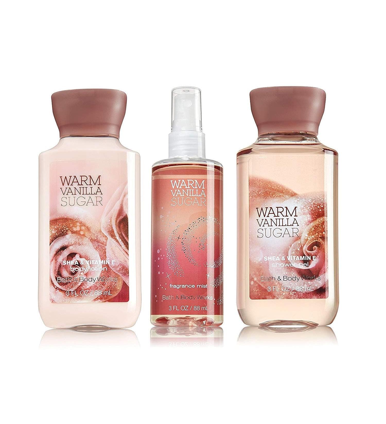Bath & Body Works Warm Vanilla Sugar Mini Set | Shower Gel Body Lotion & Fragrance Mist