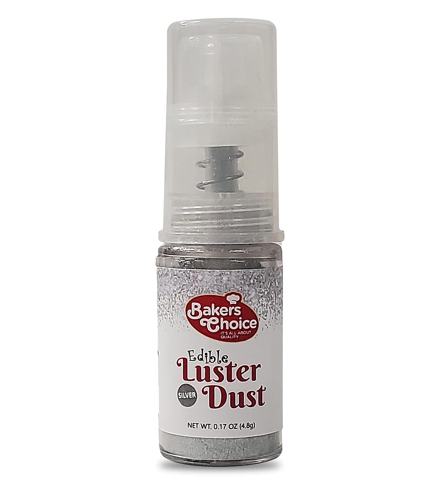 Baker's Choice Edible Glitter - Silver Edible Luster Dust - 4.8 grams - Silver Edible Glitter For Cakes Cookies Cupcakes Cake Pops Chocolate and Fondant - Dairy Free Kosher - Bakers Choice - Buy Online on GoSupps.com
