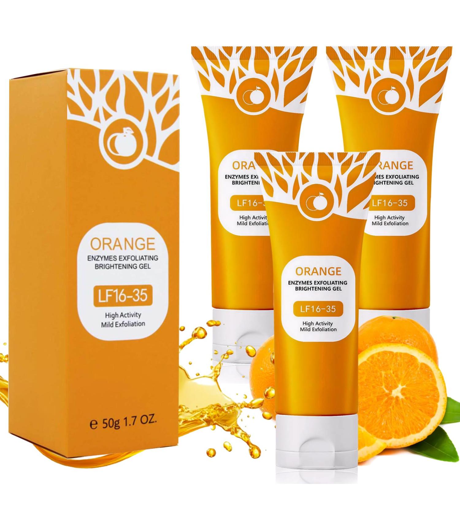 Charunee 3Pcs Orange Exfoliating Gel Scrub for Face and Body Orange Scented Exfoliator Clear Gel with Enzymes Deep Clean Pores Remove Blackheads & Moisturize Skin for All Types Skin - Buy Online on GoSupps.com