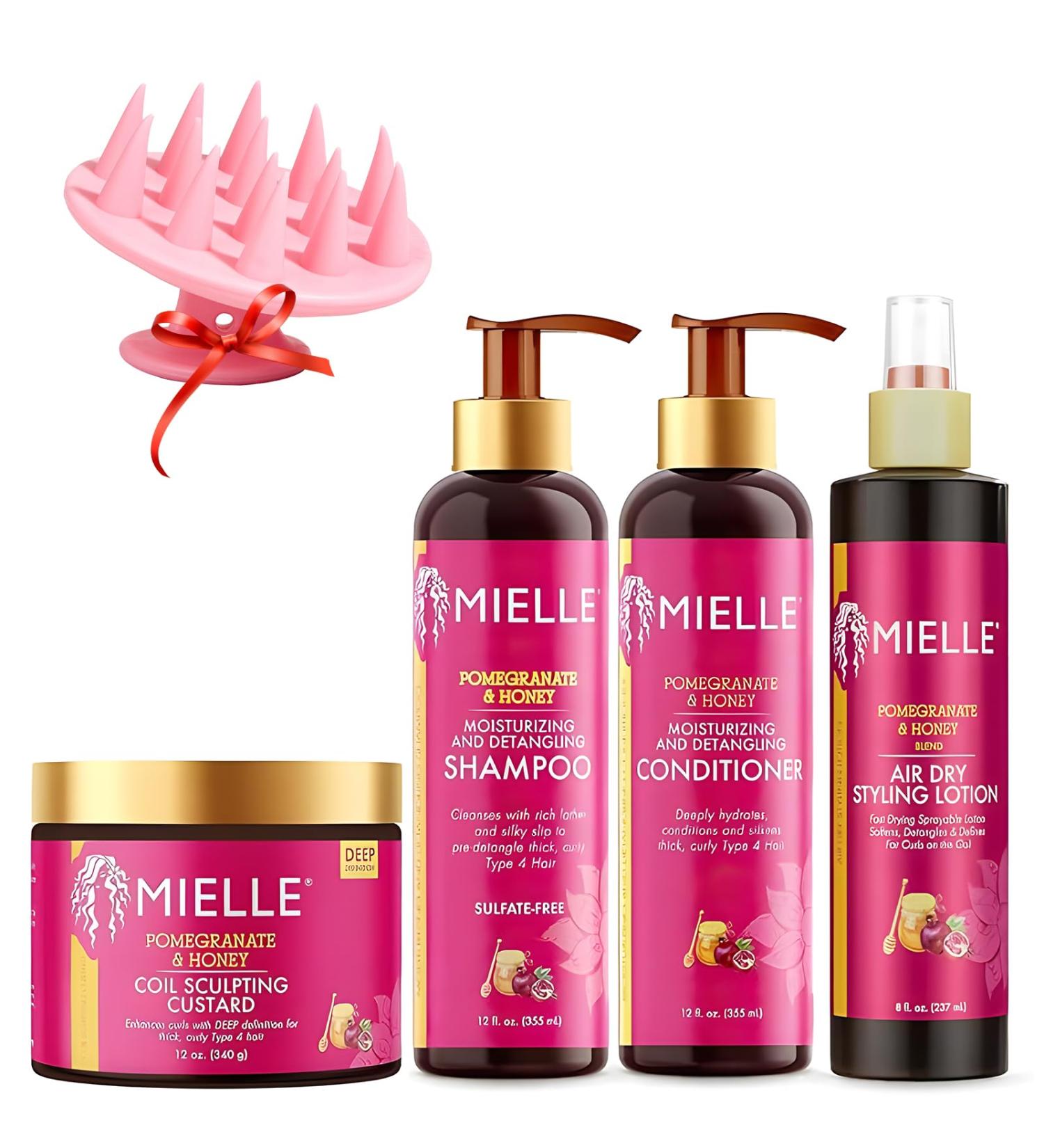 Pomegranate & Honey Collection Set Shampoo Conditioner Styling Lotion Curling Custard with a scalp massager - Buy Online on GoSupps.com
