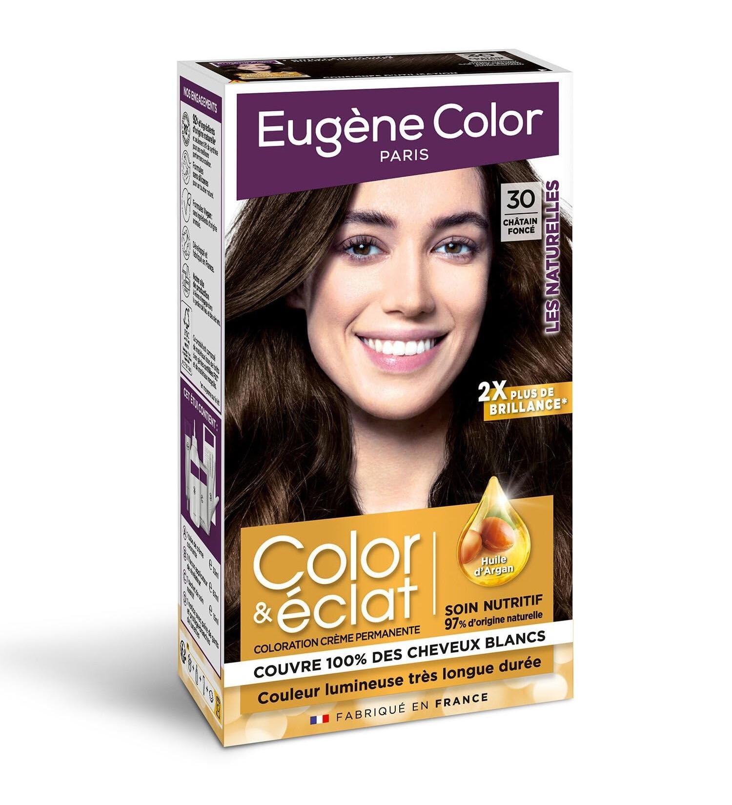 EUGENE COLOR Teinture Permanente Ch tain Fonc Brillance Intense l'Huile d'Argan (115 ml) - Le lot de 3