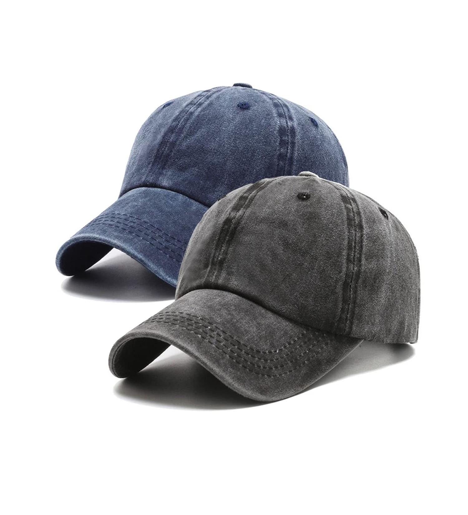 PFFY 2 Packs Vintage Washed Distressed Baseball Cap Dad Golf Hat Black/Blue - Men Women - Buy Online on GoSupps.com