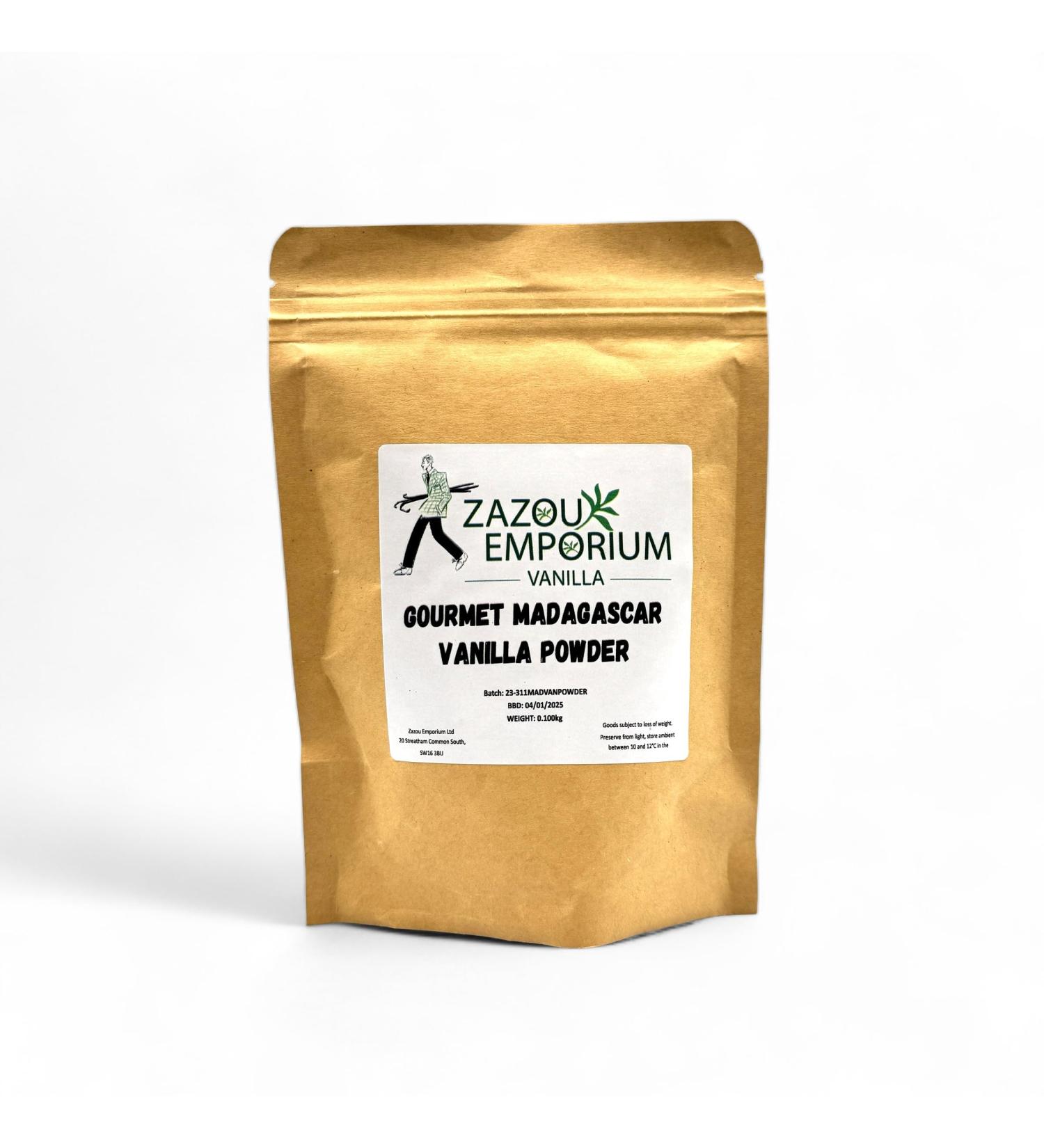 Zazou Emporium - Premium Madagascar Vanilla Powder - 100g - Made with Pure Vanilla Beans for Coffee Smoothies and Desserts for Quick Brew - Provenance - Buy Online on GoSupps.com