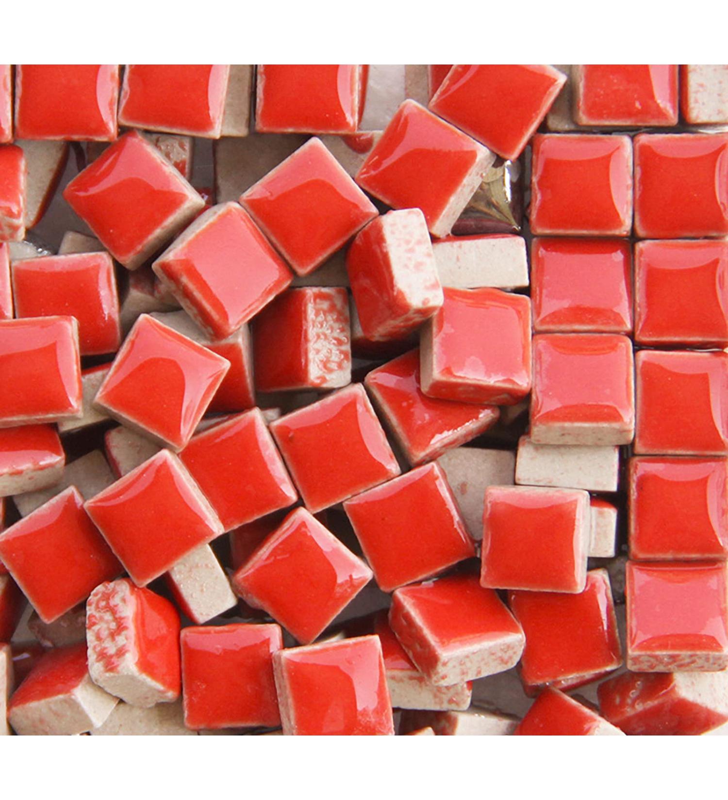PINUO&KE 200g Square Ceramic Mosaic Tiles for Crafts - Colorful Stained Glass Pieces - Red - Buy Online on GoSupps.com