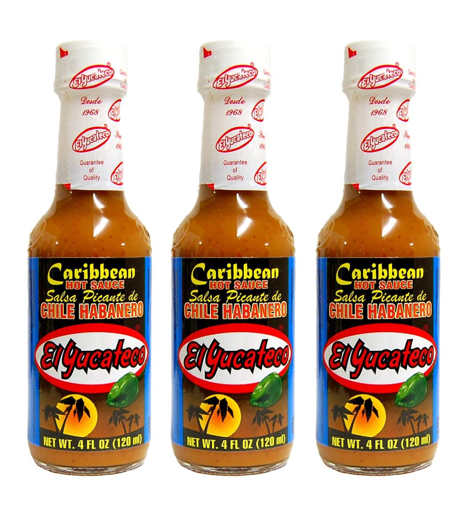 El Yucateco Caribbean Habanero 120ml (Pack 3) / Mexican Extra Hot & Fruity Salsa Sauce Spicy Hot Sauce Meat Marinade - Buy Online on GoSupps.com