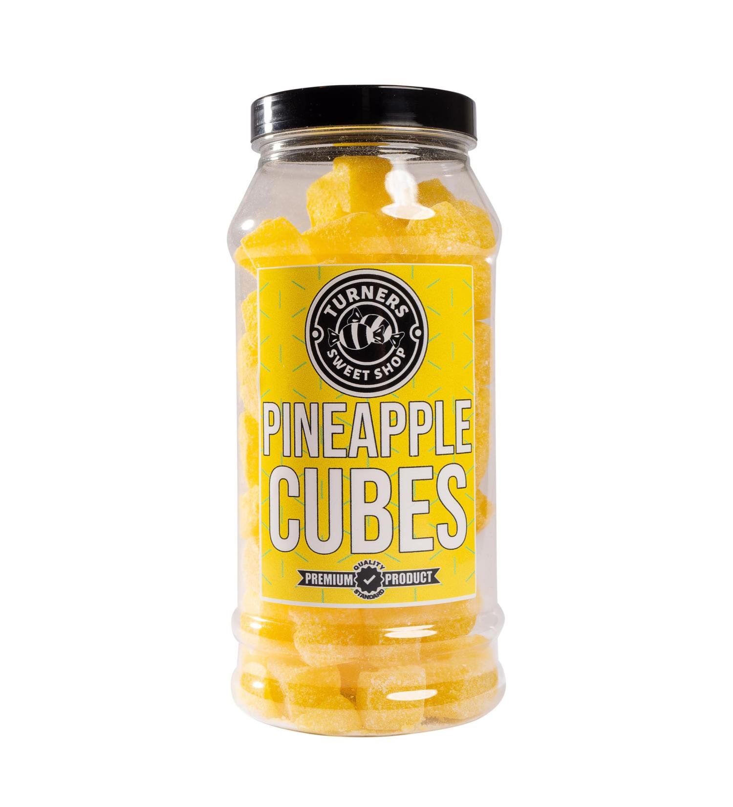 Pineapple Cubes - 645g by Turners Sweet Shop Traditional Retro Gift Jar Classic Original Pick & Mix Sweets Quality Confectionary Fantastic Gifts for Him Her or Them