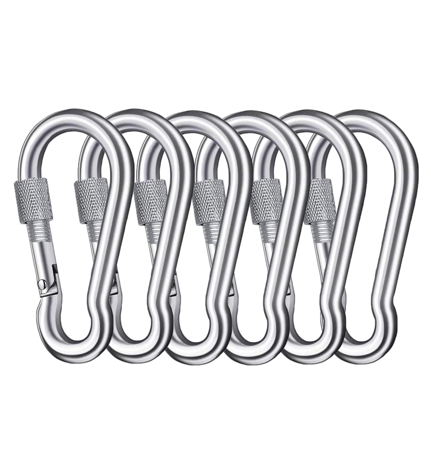 SpotDoo 304 Stainless Steel Locking Carabiner Clip - Heavy Duty Spring Snap Hook (4 Inch) - M10 - Buy Online on GoSupps.com