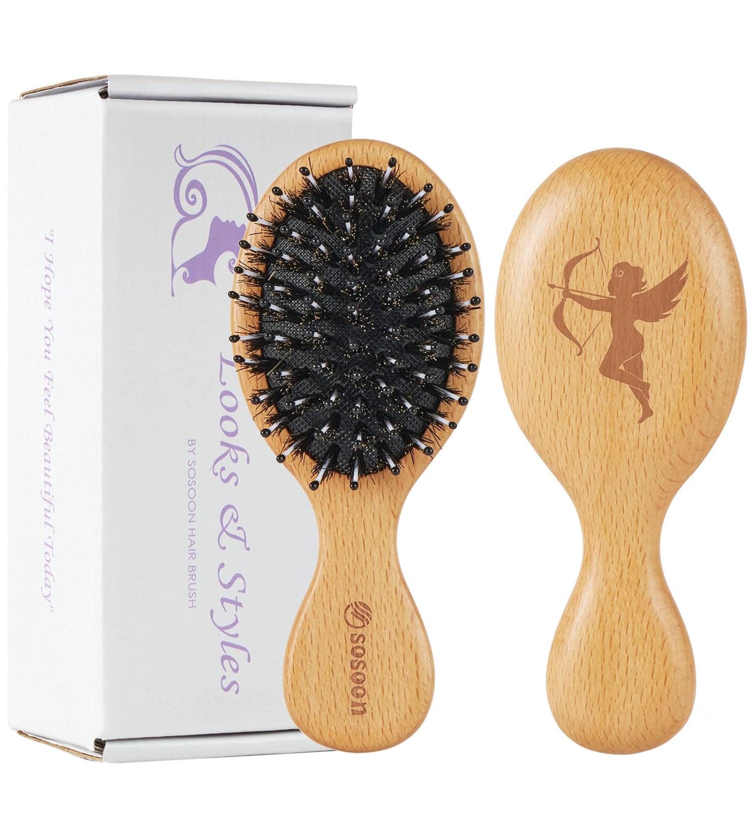 Pocket Mini Travel Boar Bristle Hairbrush for All Hair Types - Smoothing, Detangling, and Adding Shine - Small Size for Men, Women, and Kids - Pack of 1 - Buy Online on GoSupps.com
