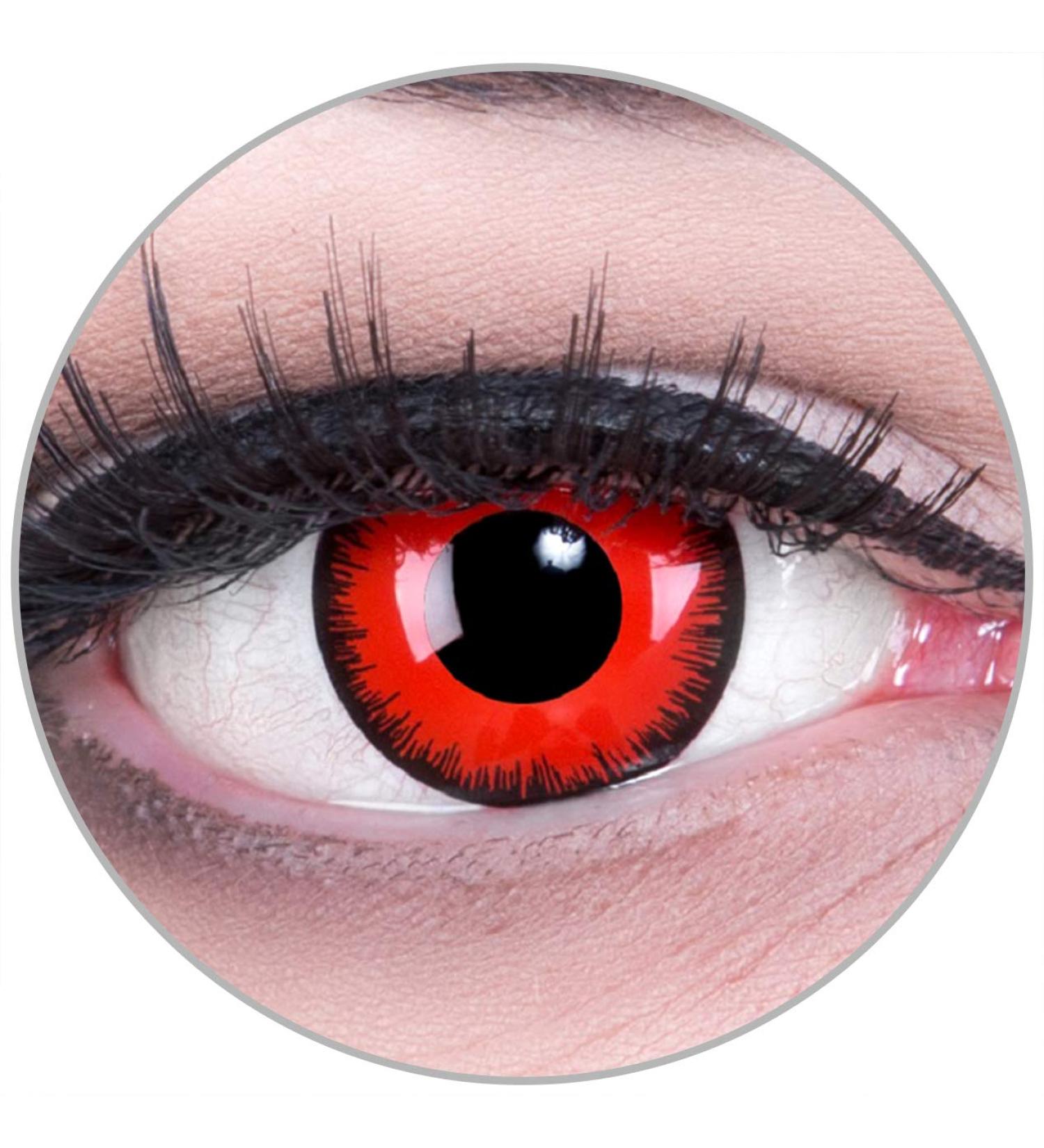 Buy Crazy Fun Red & Black Lunatic Cosplay Contact Lenses - Perfect for Carnival & Halloween | Free Lens Container Included - Buy Online on GoSupps.com