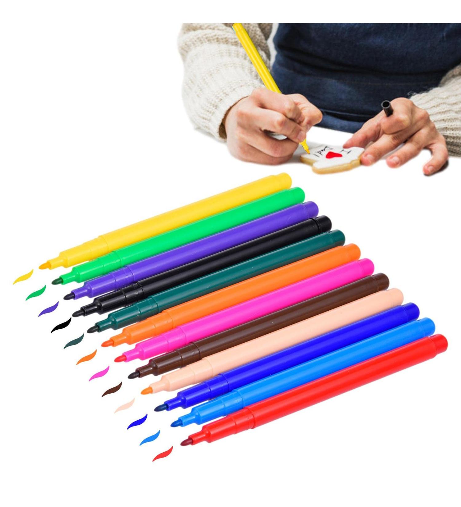 Edible Markers Edible Markers for Cookies Food Coloring Pens 12 Brush Coloring for Drawing Biscuits Cake Decorating Easter Eggs Writing - Buy Online on GoSupps.com