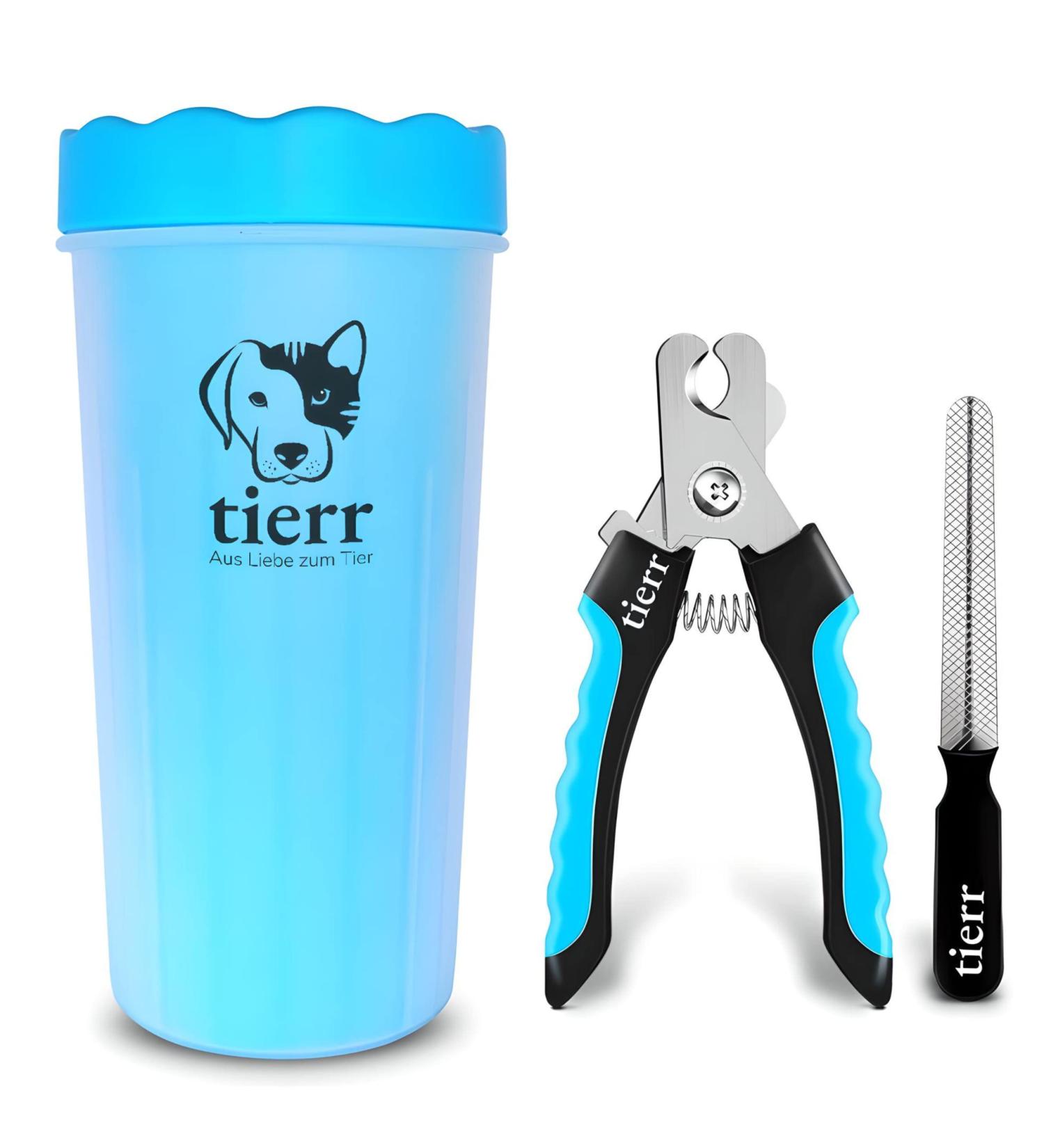 Tierr Pfotenreiniger for Dogs - Remove Dirt Thorough Cleaning with Soft Brush | Dishwasher Safe (Size L + Claw Scissors Blue) - Buy Online on GoSupps.com