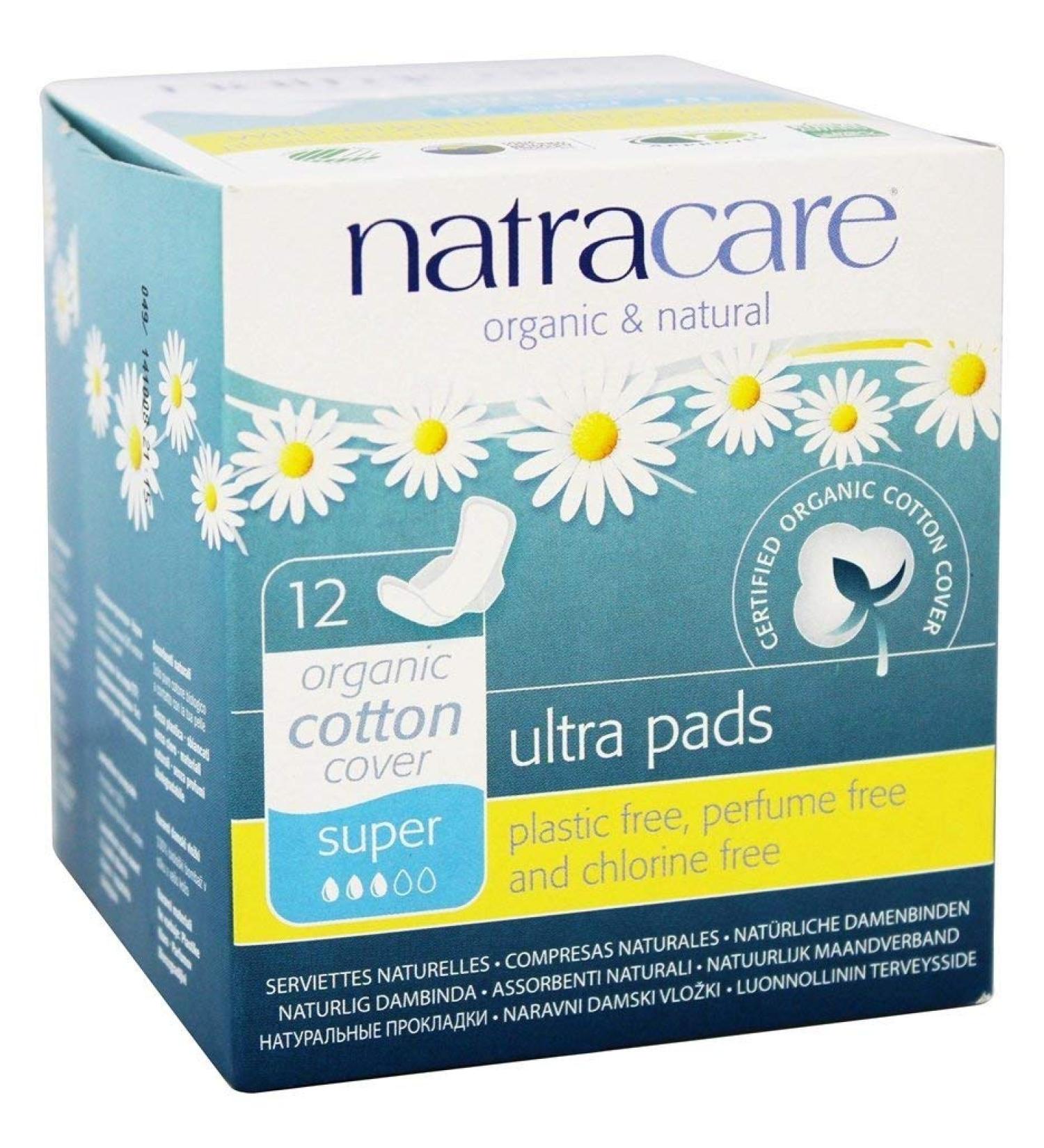 Natracare Organic Cotton Super Ultra Pads with Wings - 12 Pack - Buy Online on GoSupps.com
