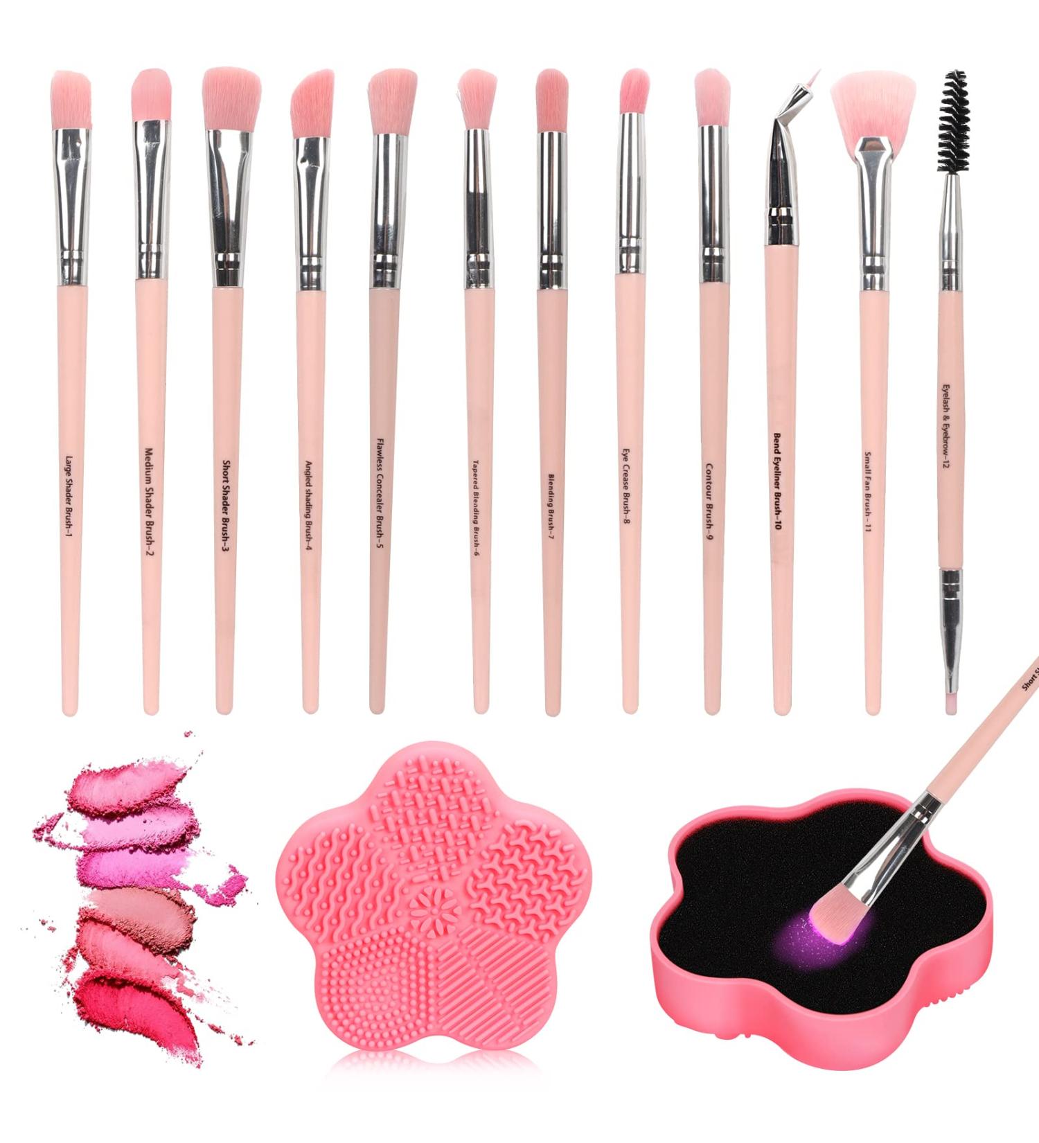 Unaone 12PCS Eye Makeup Brushes Set with Wet & Dry Cleaning Mat - Professional Synthetic Brushes for Eyeshadow, Eyebrow, Eyeliner - Premium Foundation Blending Brush - Buy Online on GoSupps.com