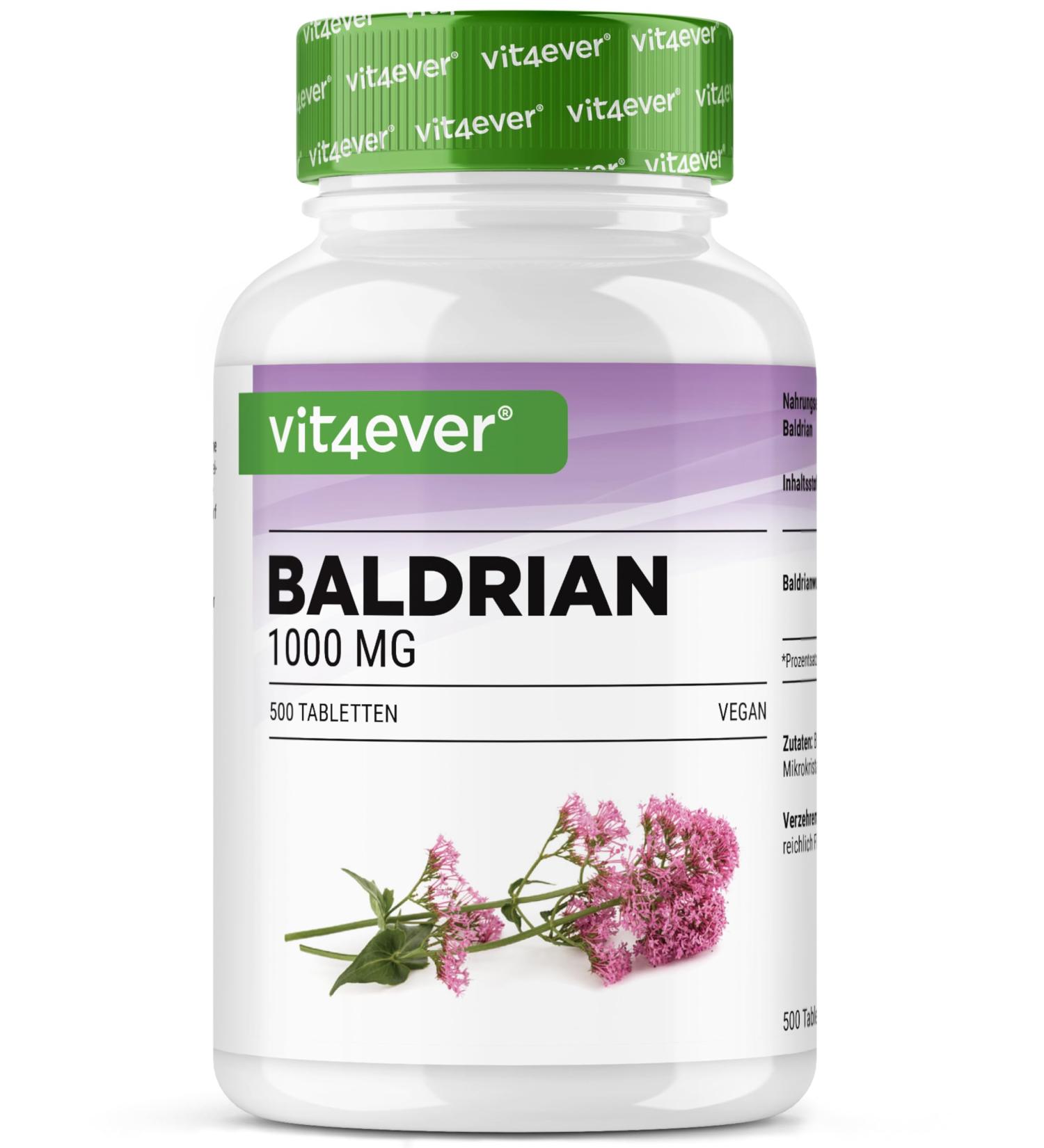 VitaminVersand24 DE Valerian 500 tablets 1000 mg per daily dose Valeriana officinalis real valerian root more than 8 months supply without unnecessary additives high dose vegan - Buy Online on GoSupps.com